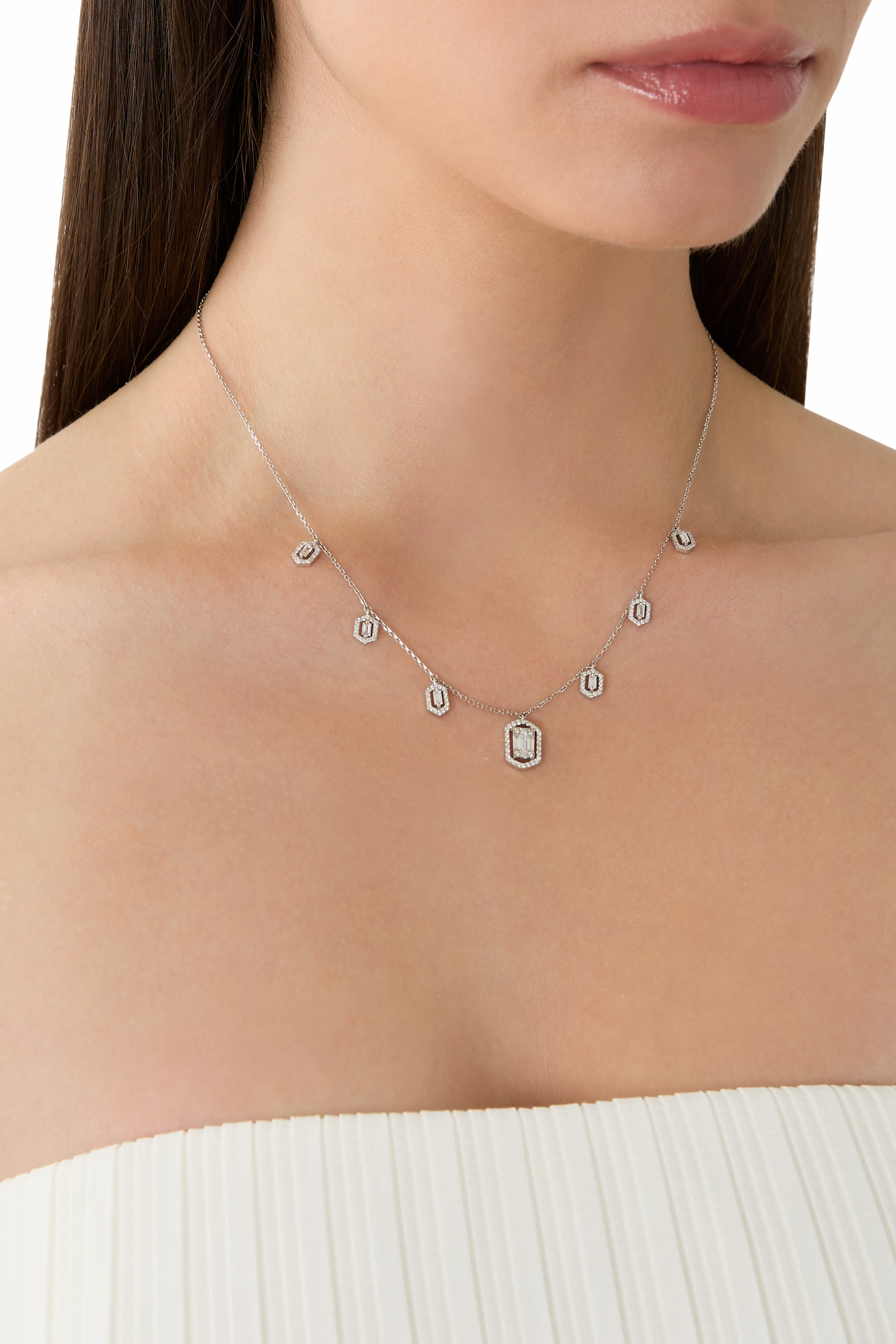 &Eacute;clat Necklace, 18K White Gold & Diamonds