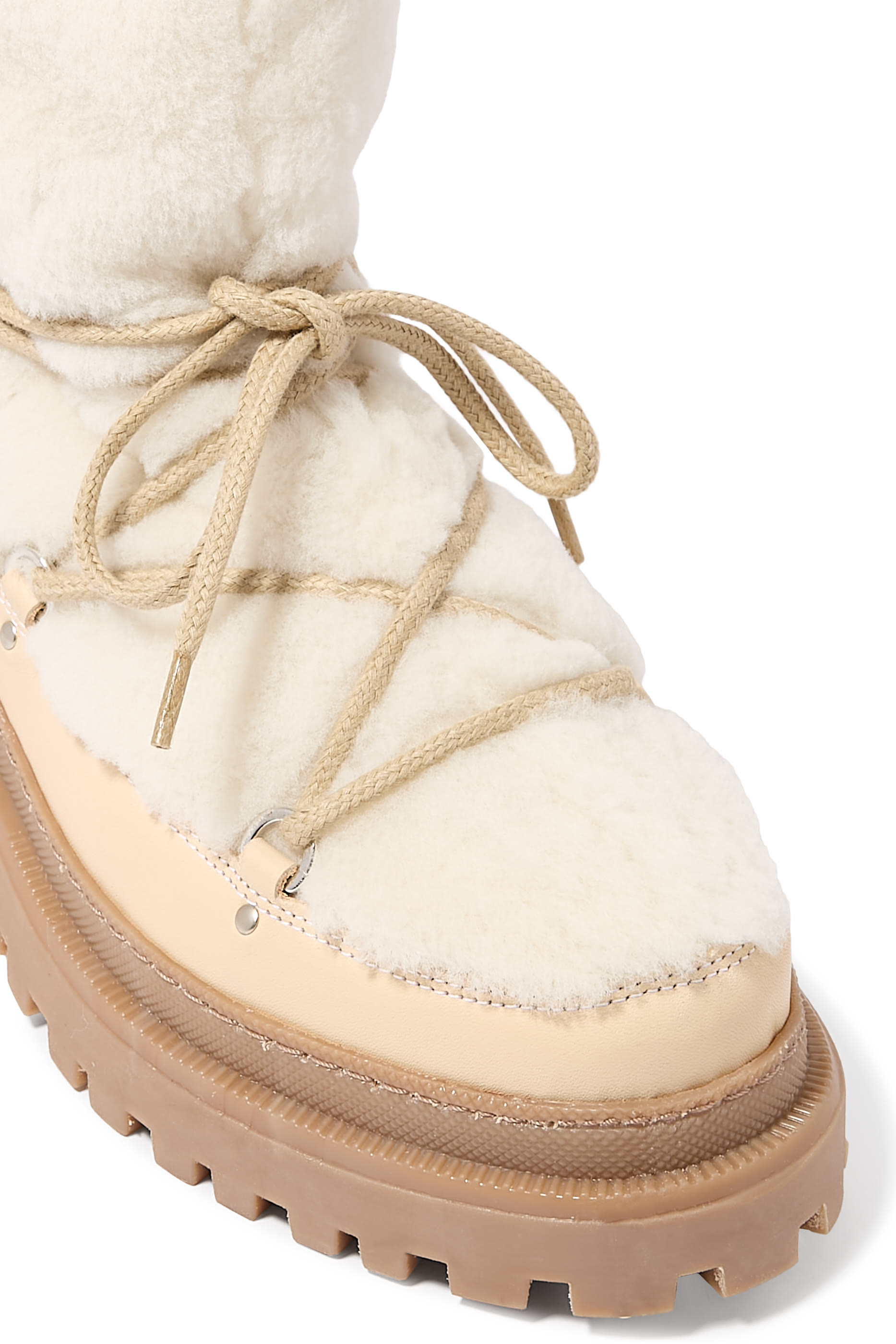 Lace-Up Mid-Length Shearling Boots
