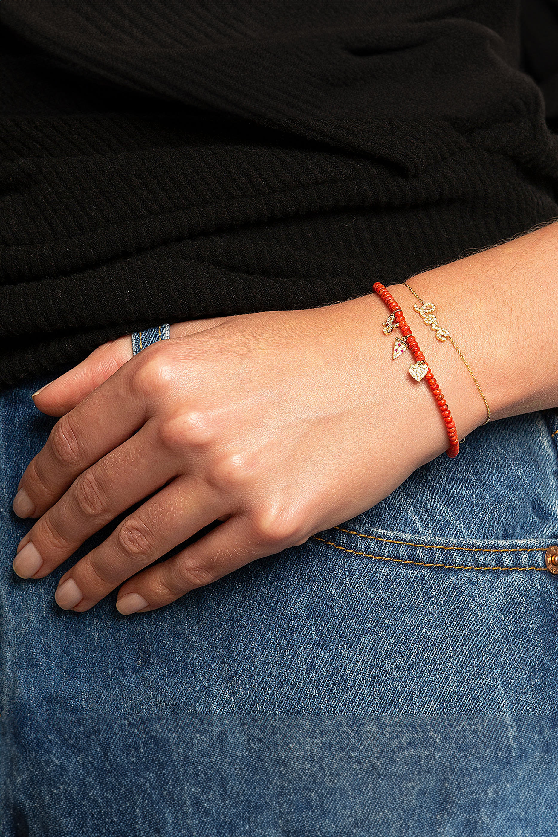 Love Script Bracelet, 14k Yellow Gold & Diamonds