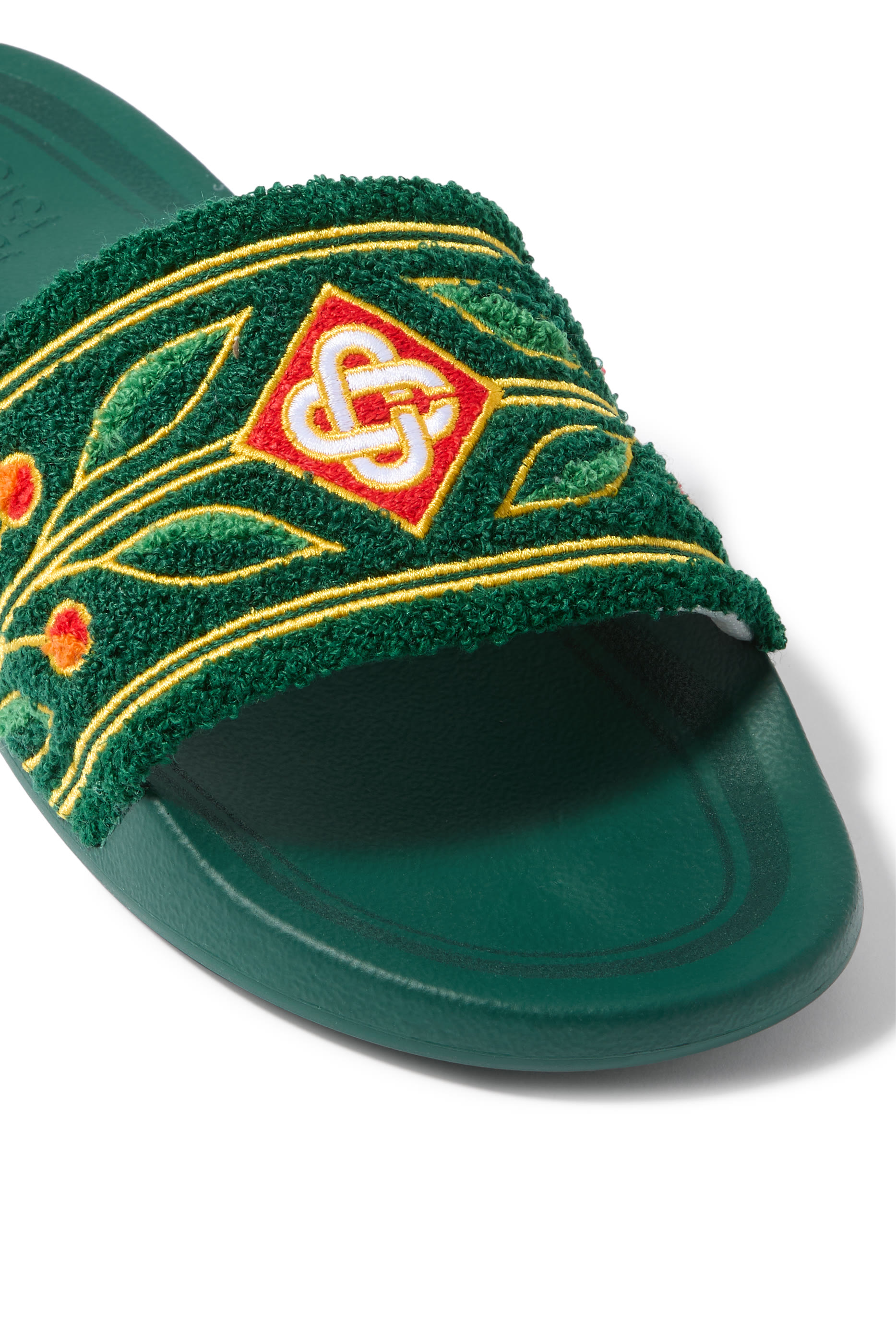 Embroidered Terry Slides