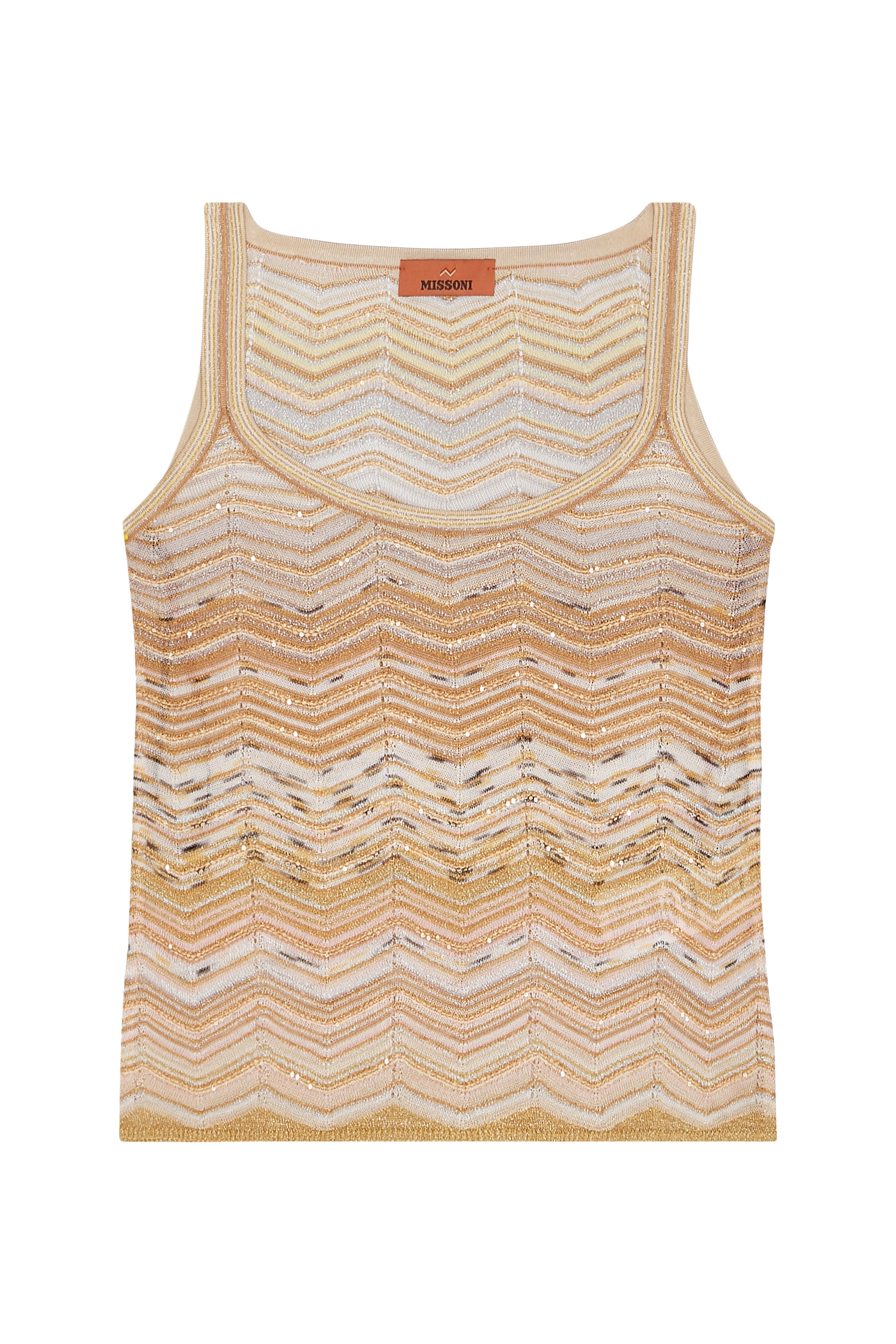 Chevron Lam&eacute; Viscose Sleeveless Crewneck Top 