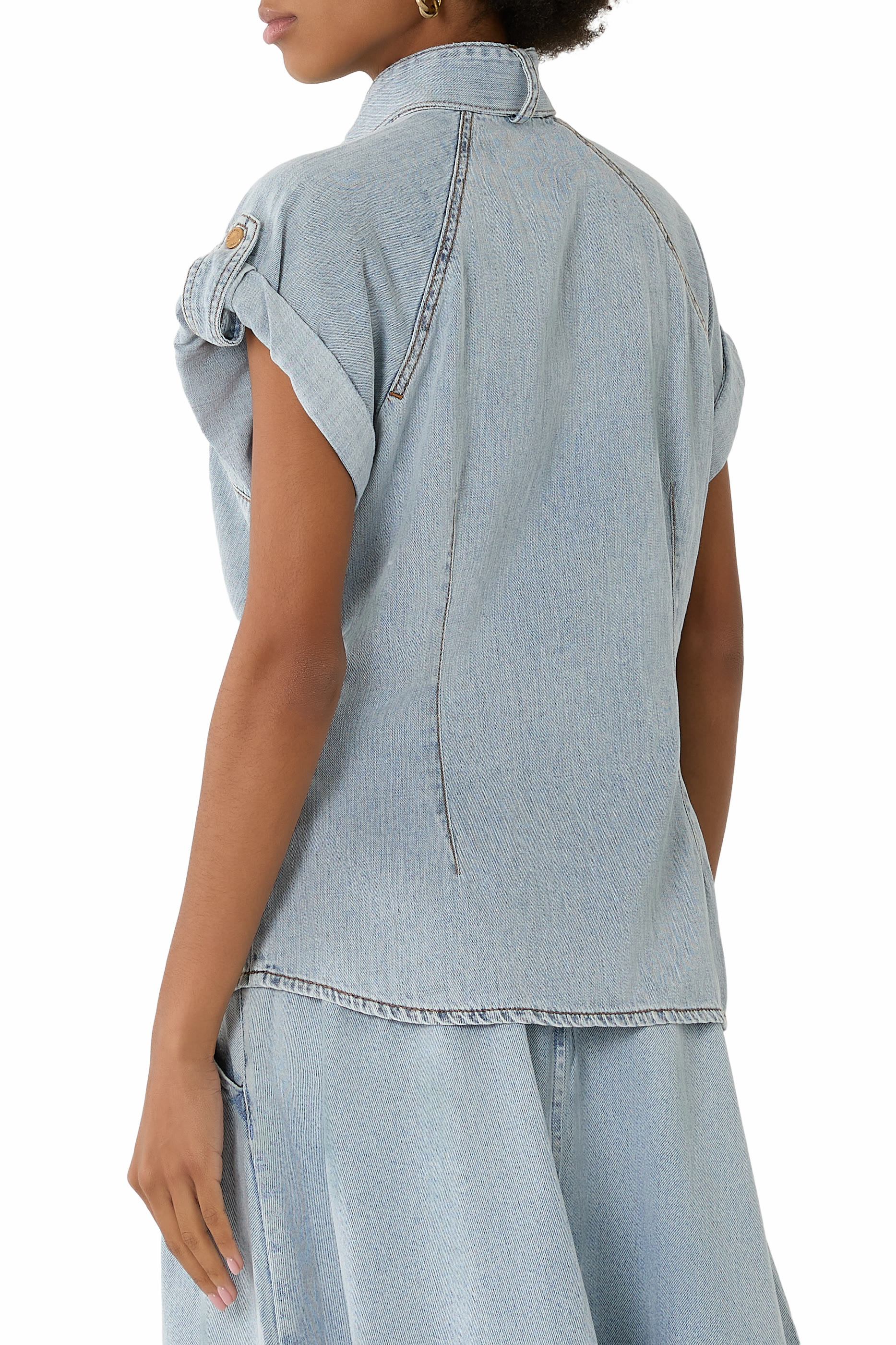 Denim Tie Neck Shirt