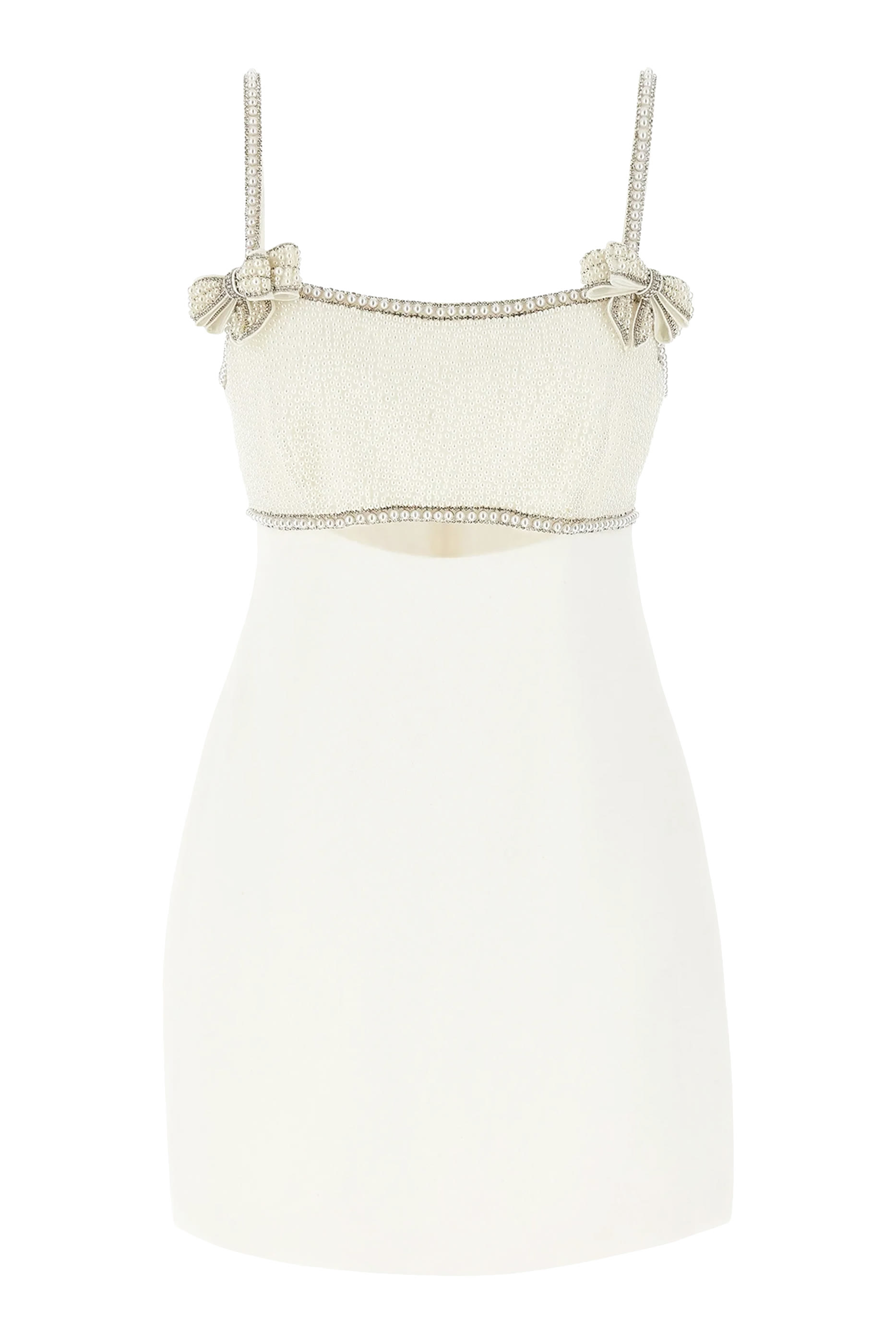 Crepe Pearl Bow Mini Dress