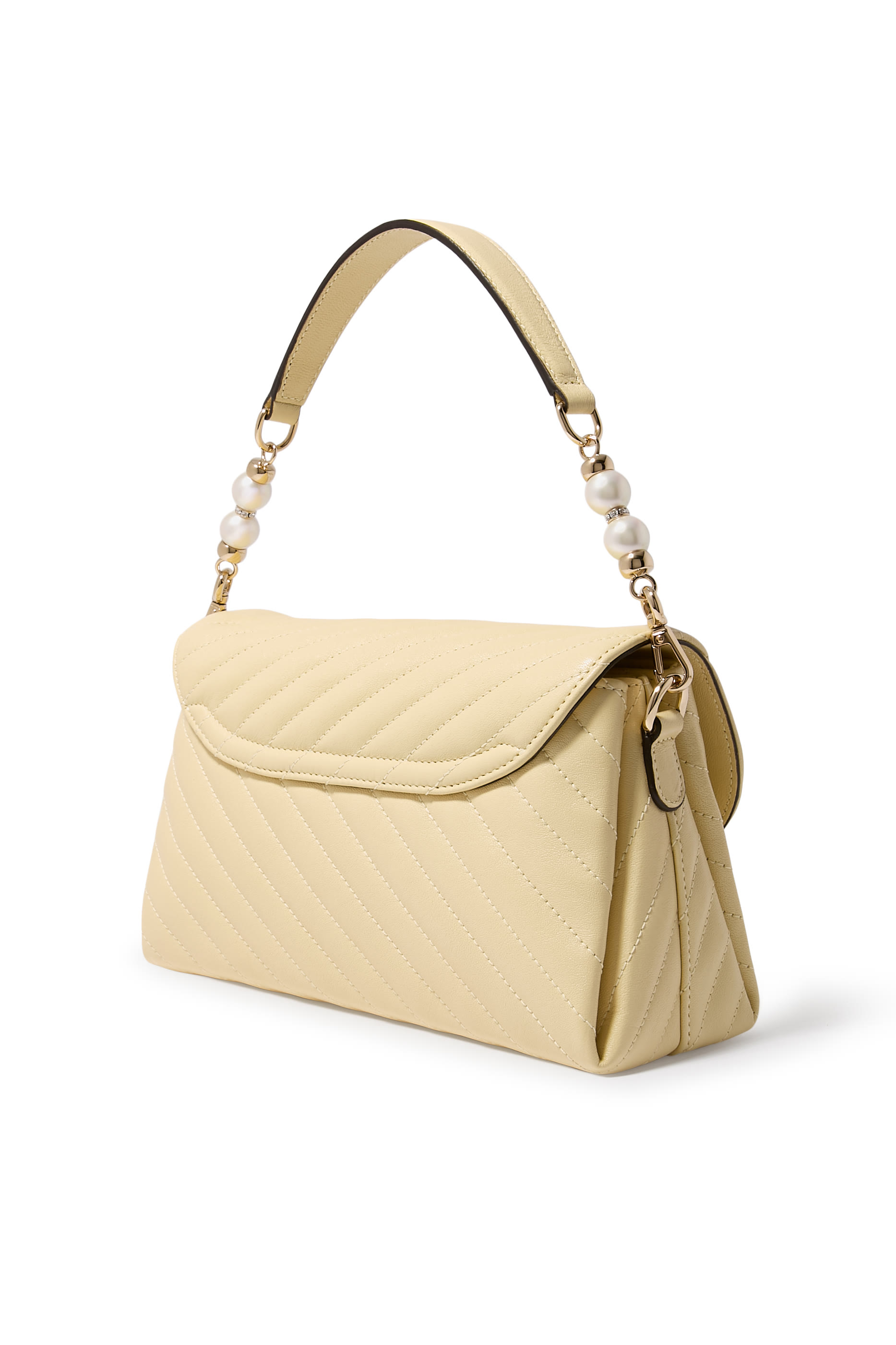 Curve Quilted Biker Leather Top Handle Bag