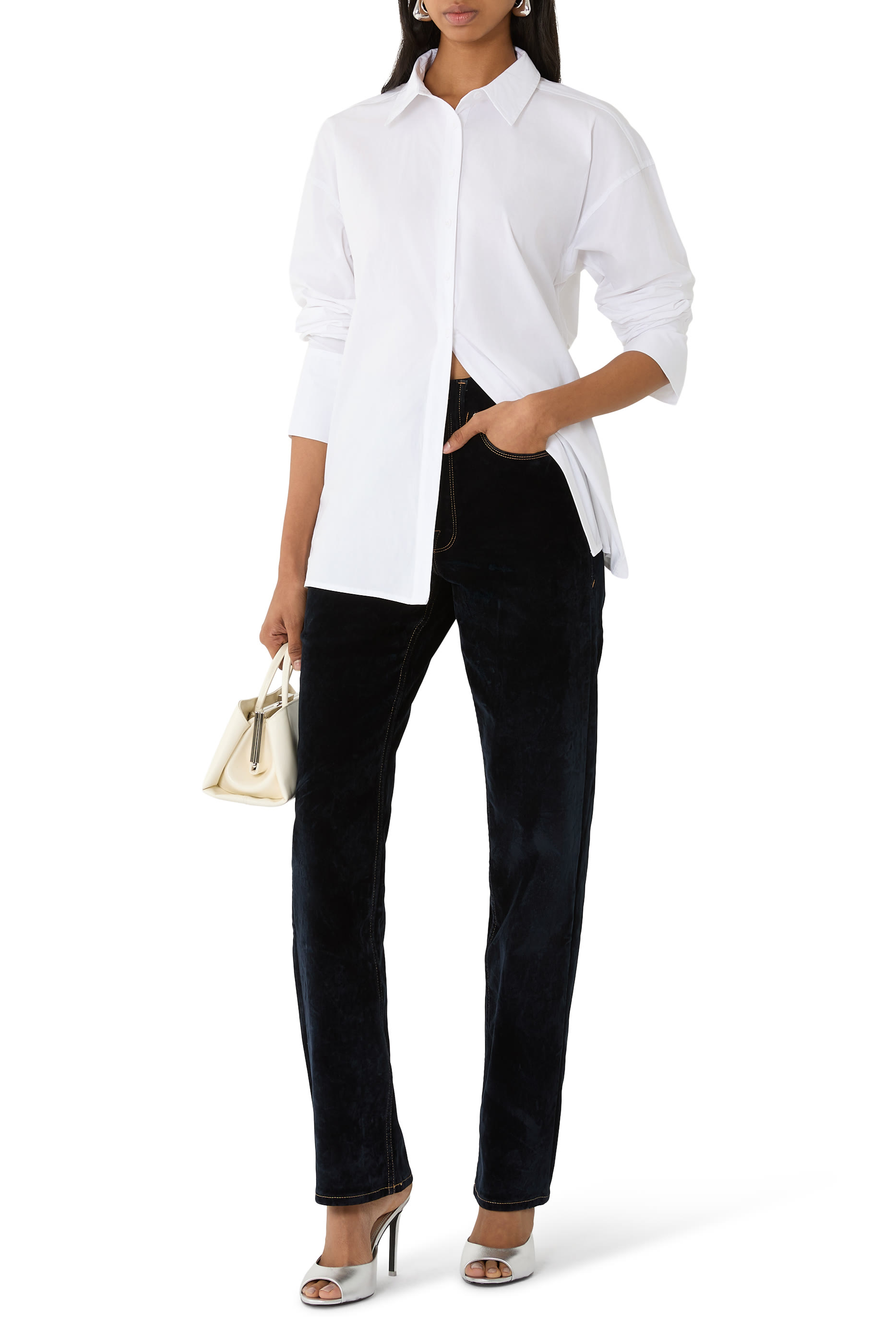 Good Icon Straight Velvet Denim Jeans