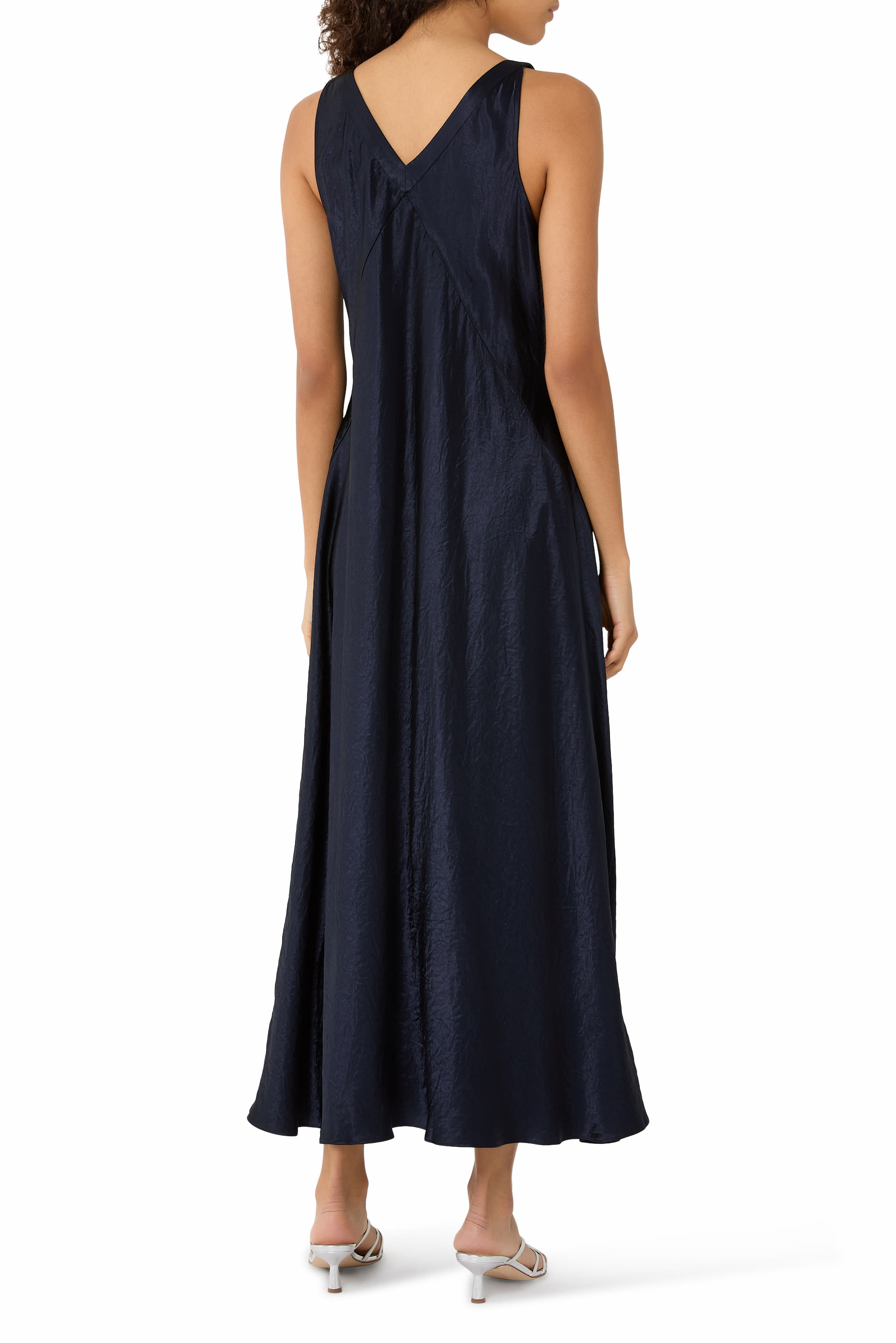 Textured Satin V-Neck Dress