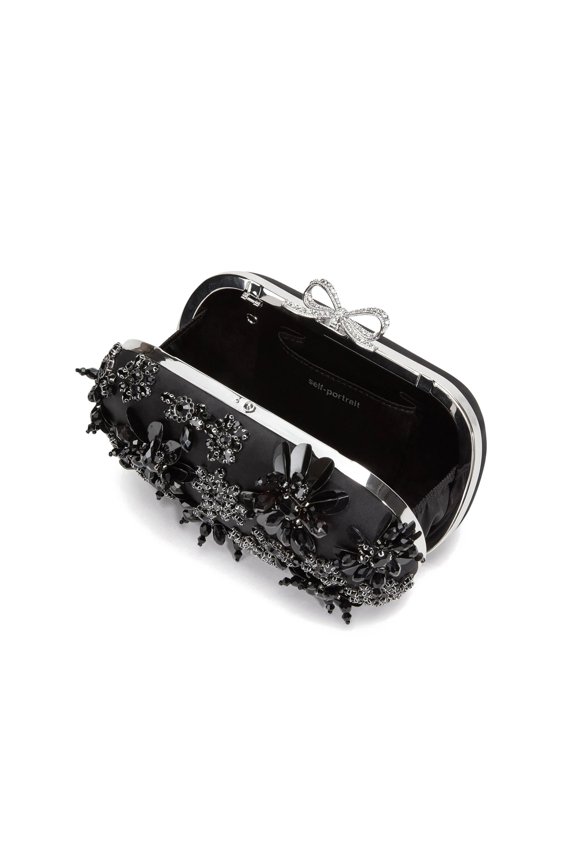 Satin Floral Crystal Clutch Bag