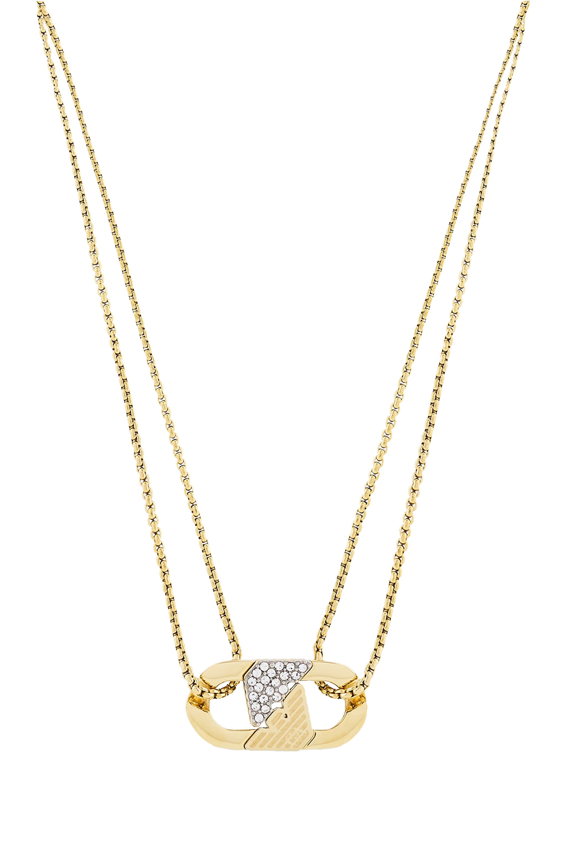  Gold-Tone Stainless Steel ID Necklace