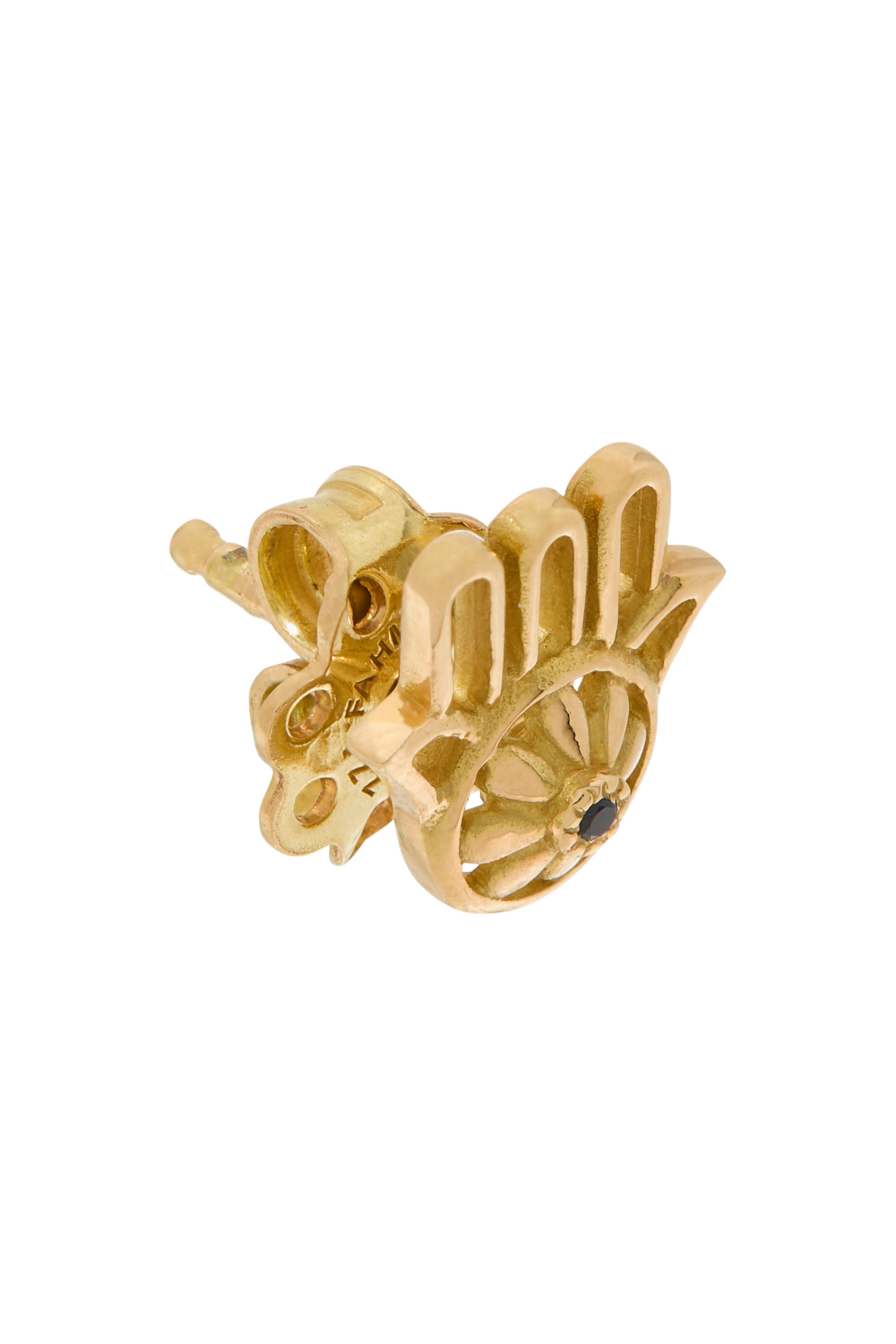 Floral Protection Earrings, 18k Yellow Gold & Sapphire