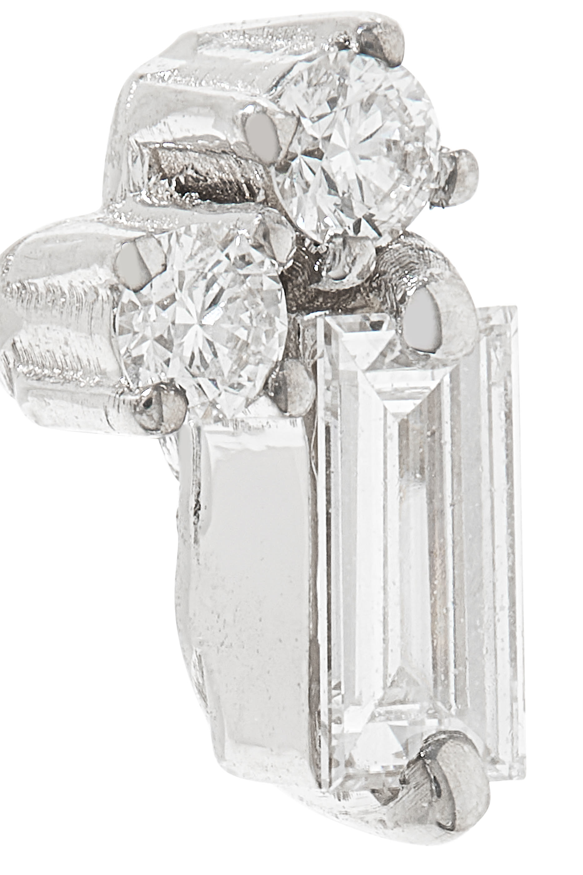 Fireworks Diamond Baguette Stud Earrings, 18k White Gold & Diamonds