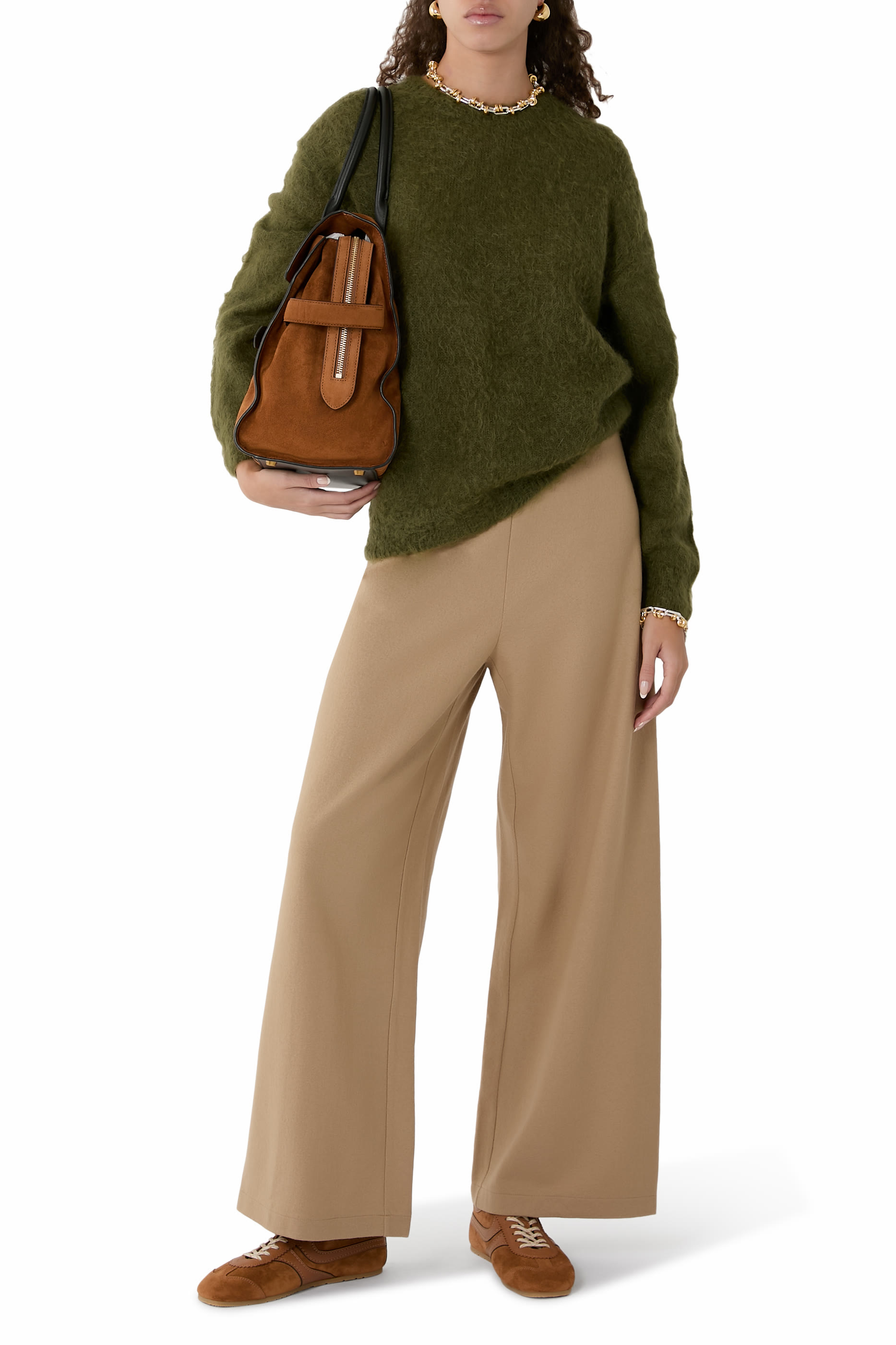  Felted Wool Jersey Wide-Leg Pants