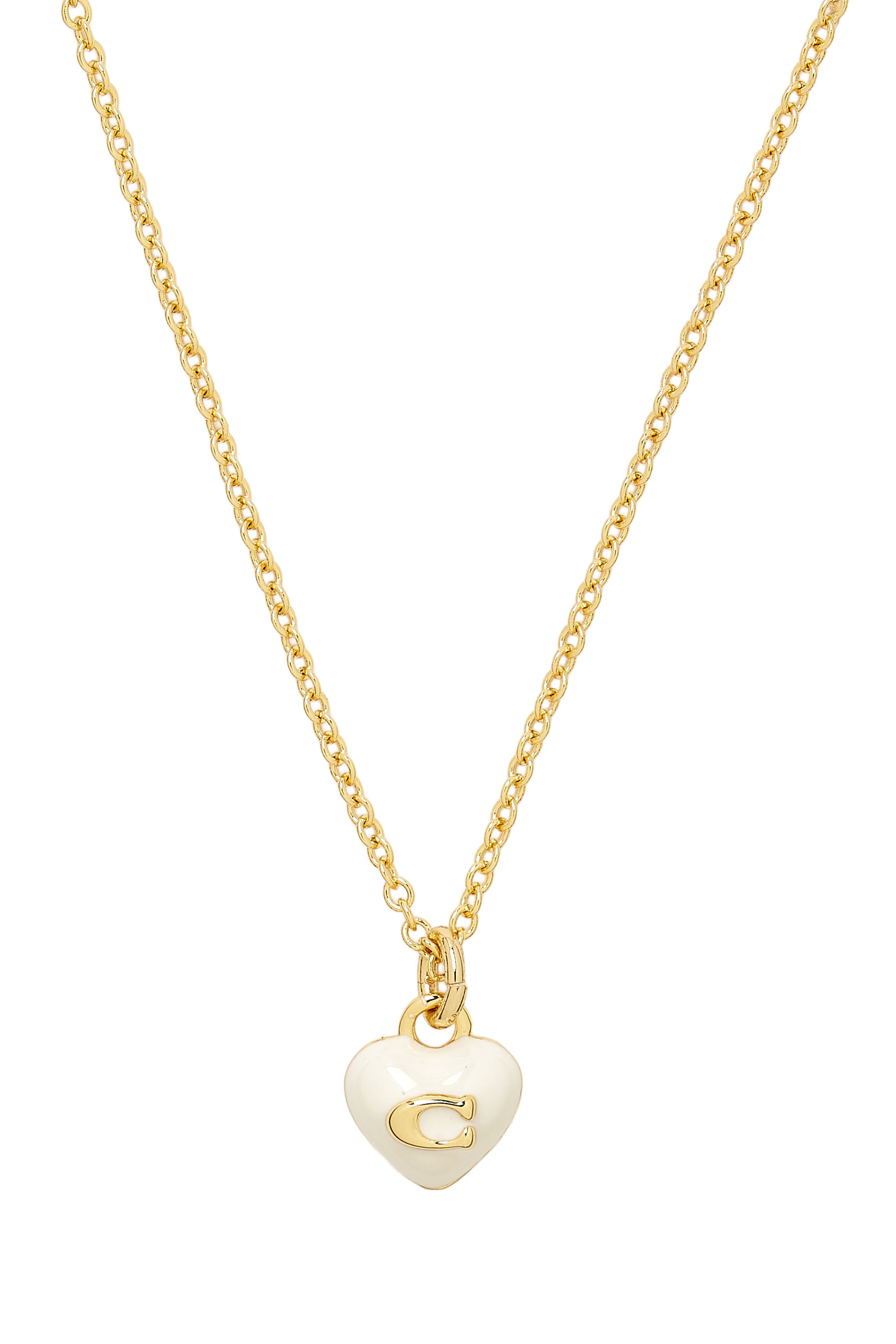 Enamel C Heart Short Pendant Necklace 