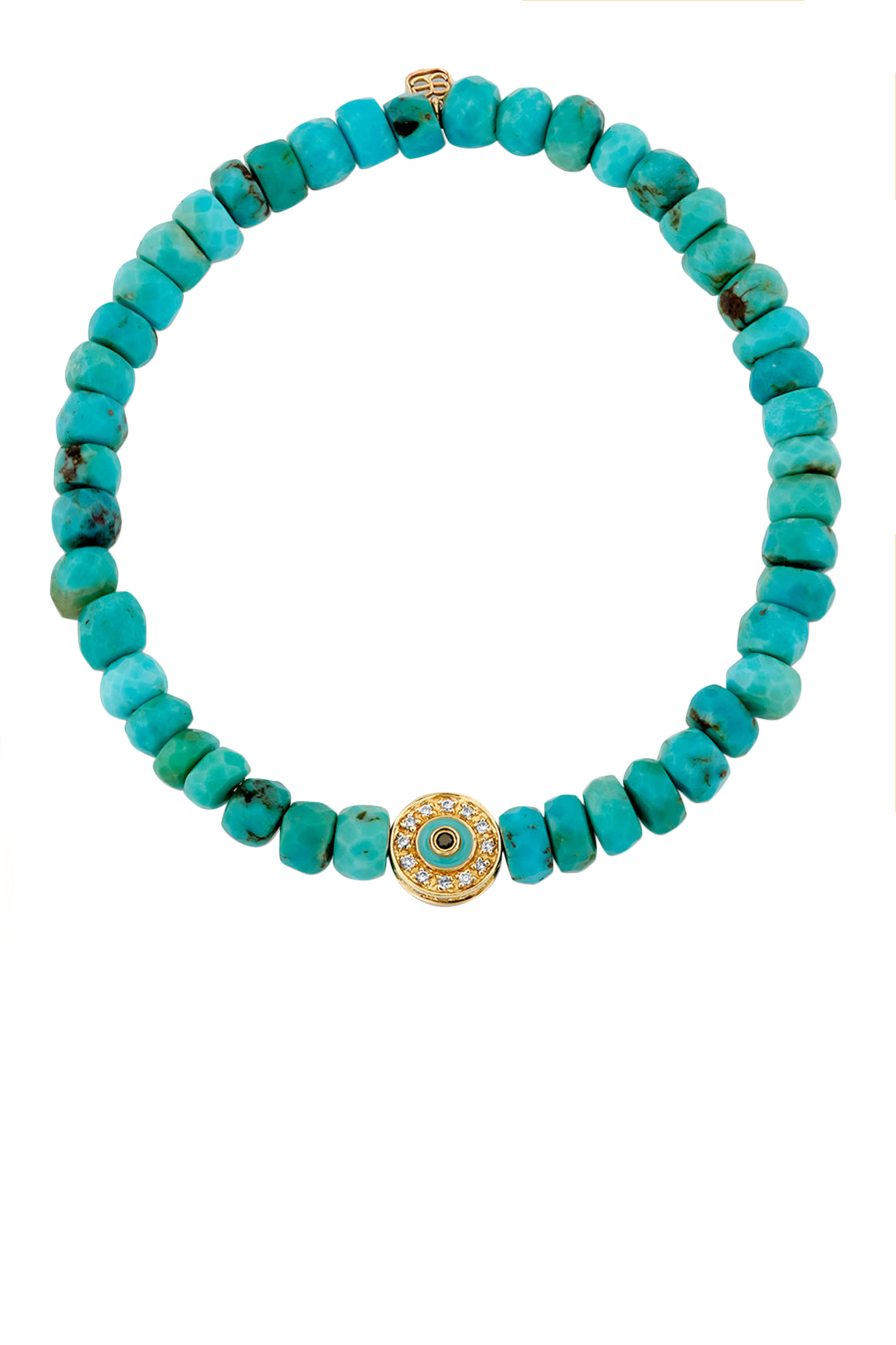 Evil Eye Bracelet, 14k Yellow Gold & Turquoise, Diamond