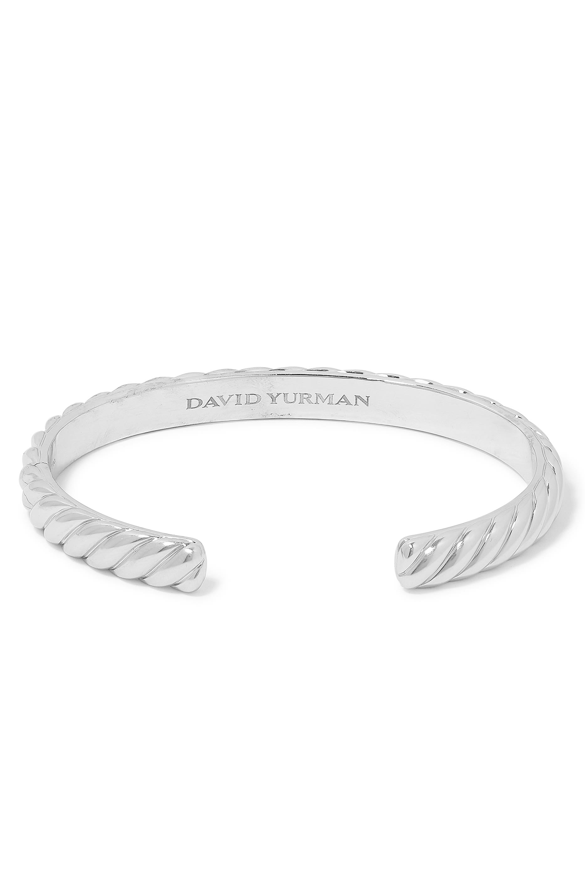  Sculpted Cable Cuff Bracelet in 18K White Gold 