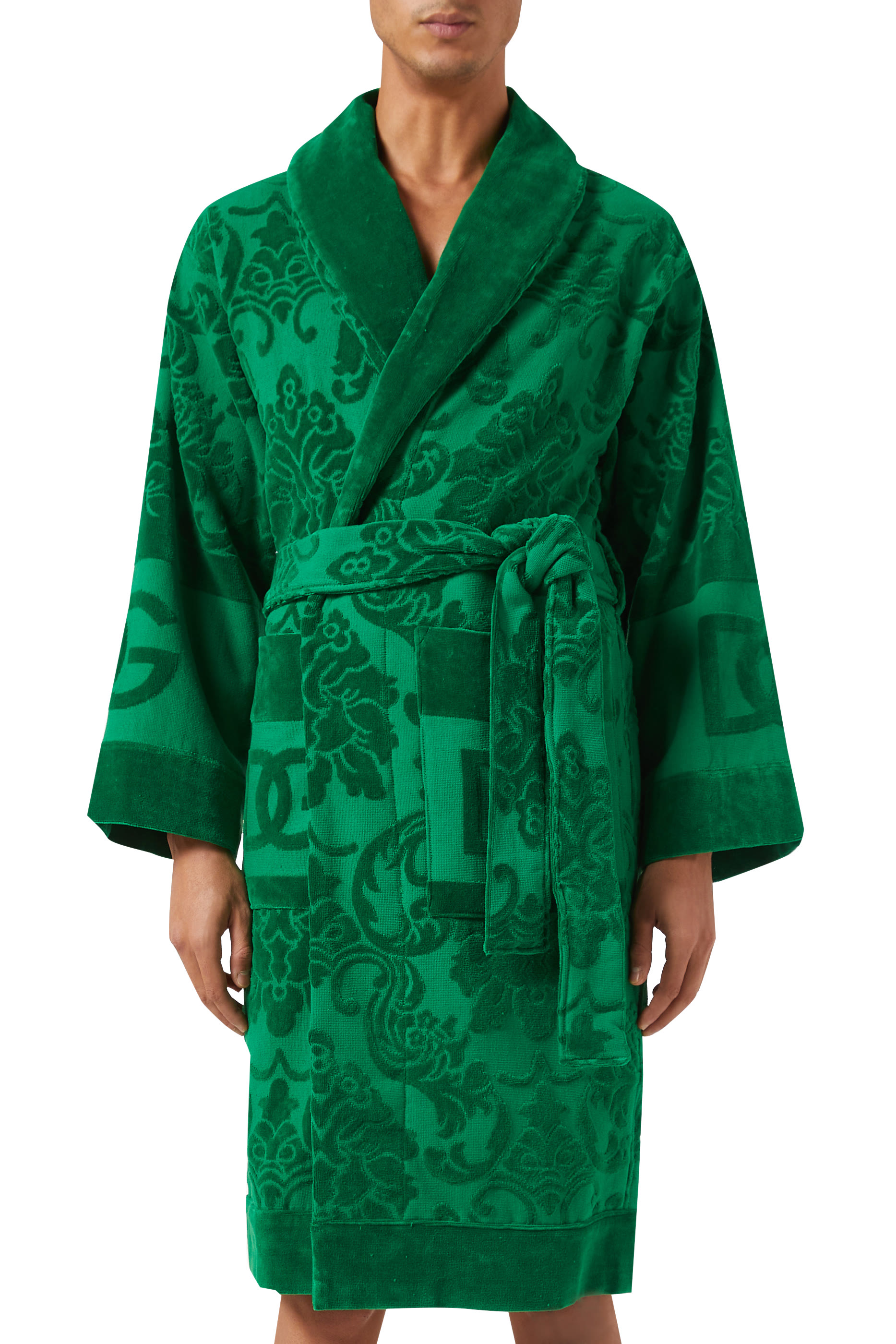 Terry Cotton Jacquard Bathrobe