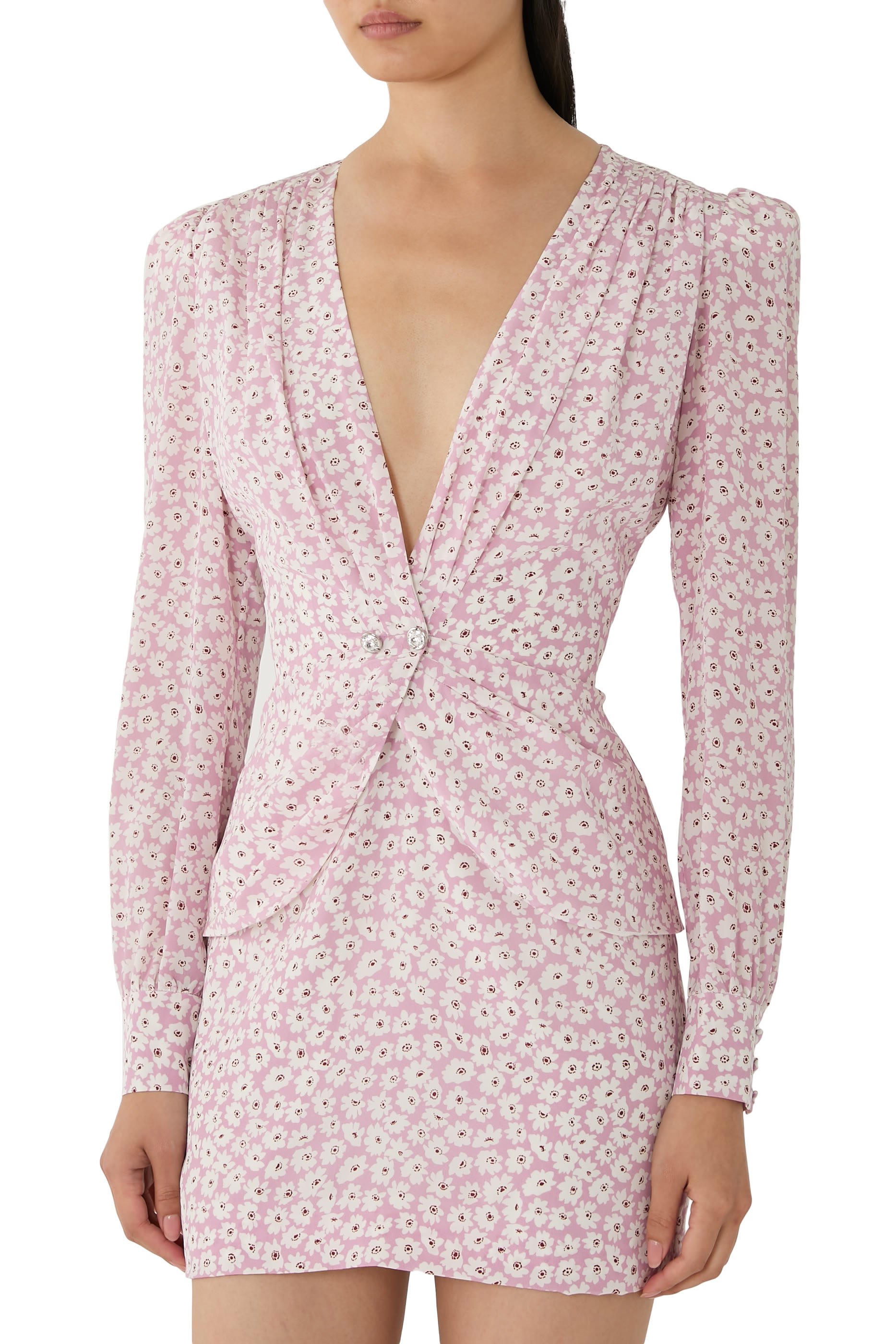 Small Flowers Print Silk Mini Dress