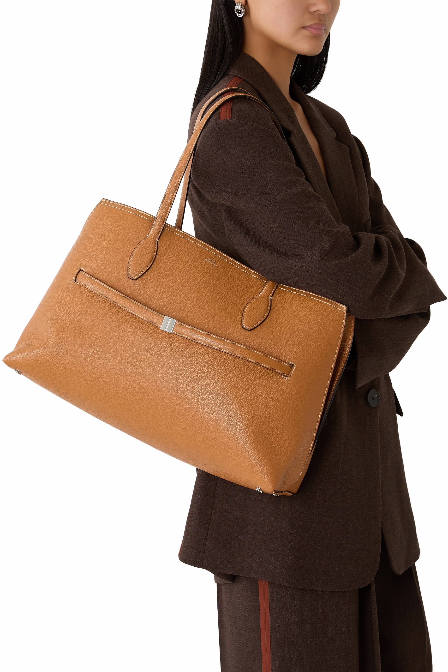 Grained-Leather Lounge Tote Bag