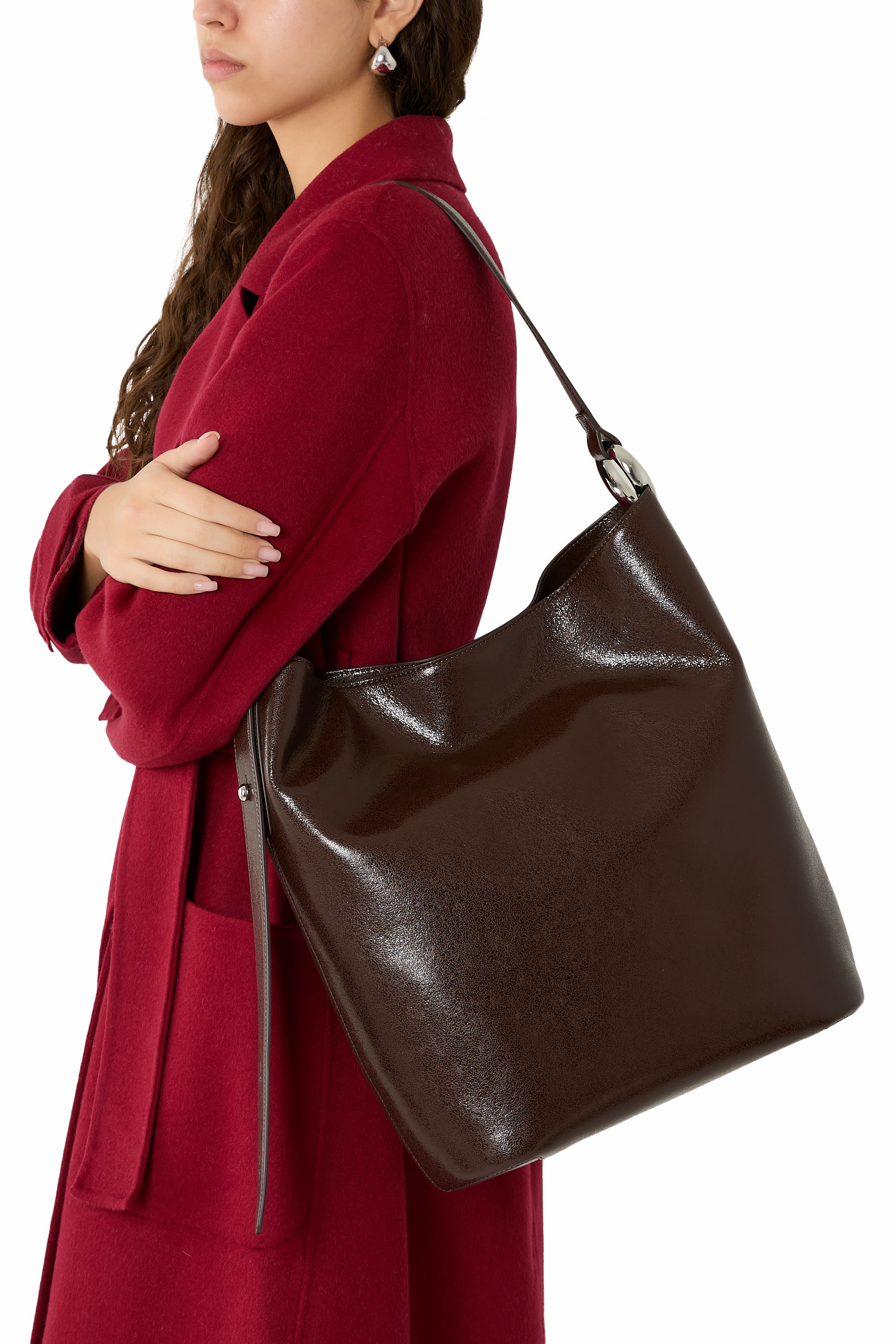 Halo Glazed Leather Large Bucket Bag 