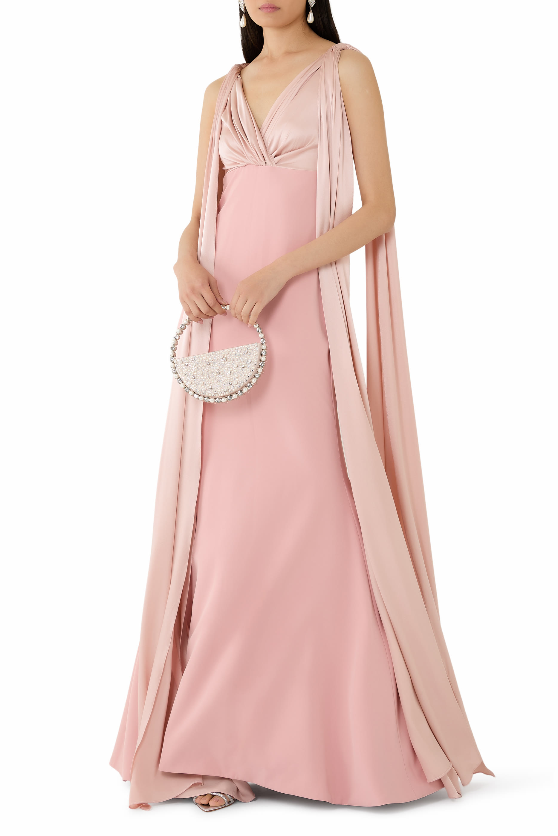 Aiman Silk Cape Long Dress