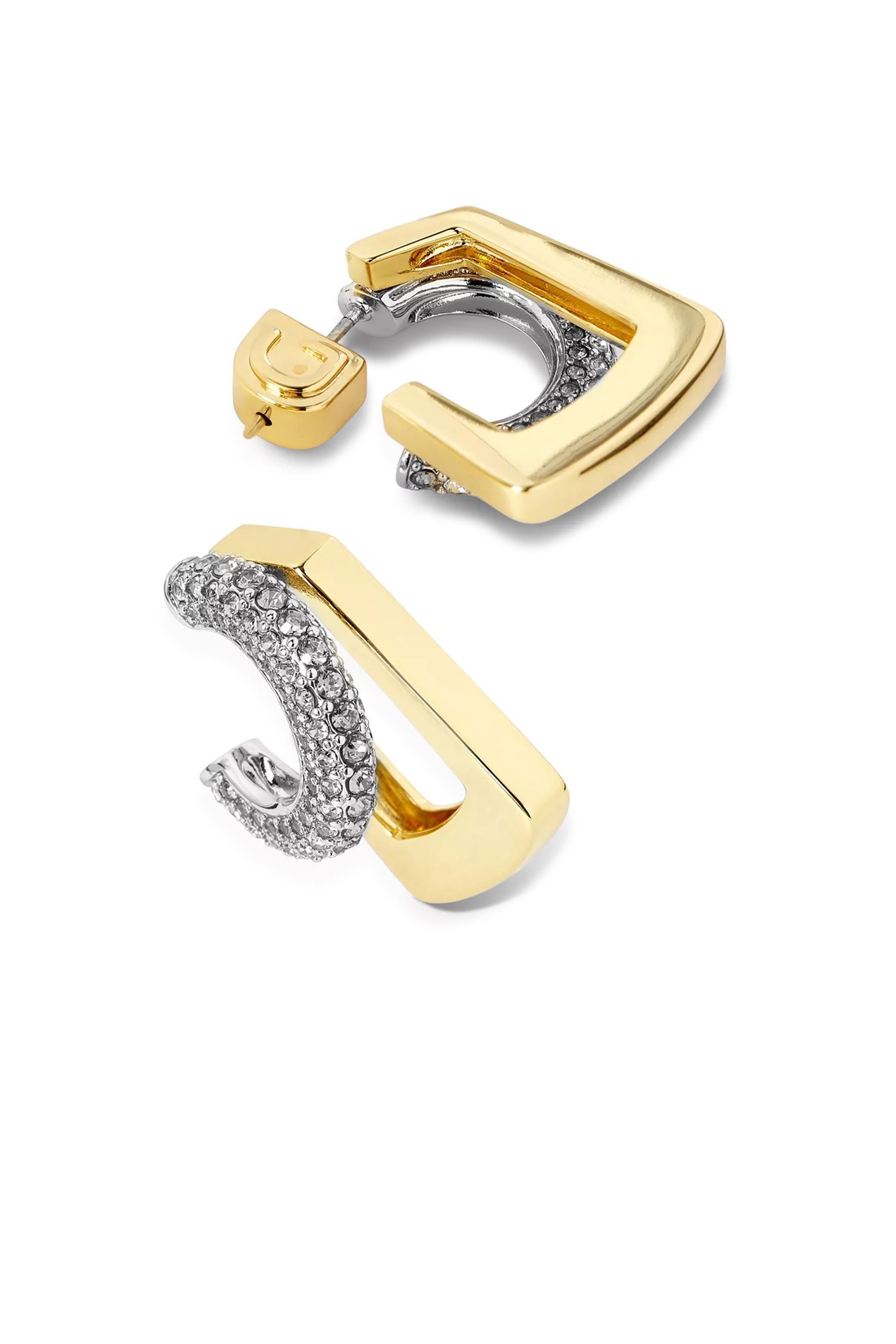  Tina Mini Pav&eacute; Earrings,  12K Gold Plated Brass & Crystals