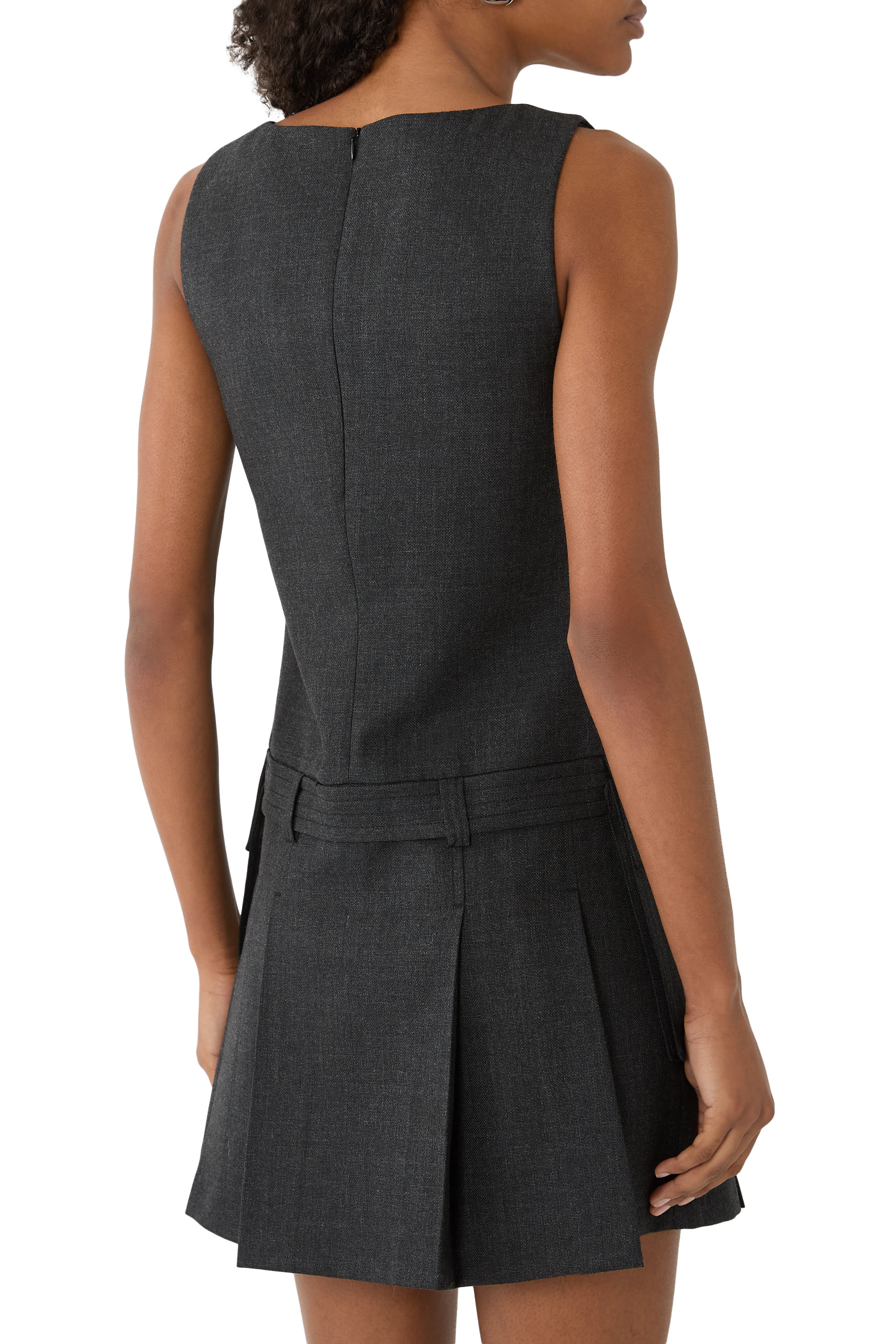  Wool Suiting Belted Mini Dress
