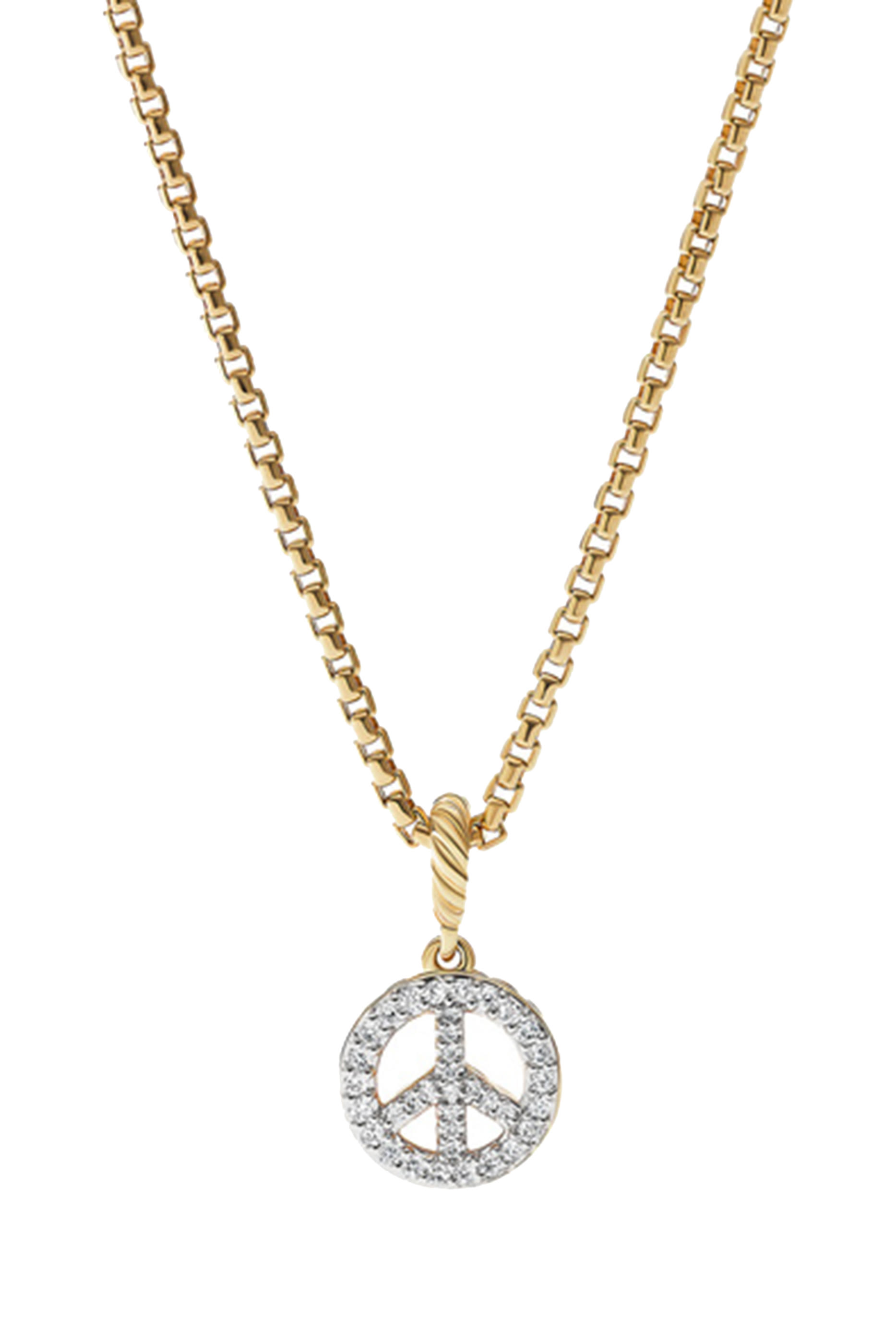 Peace Sign Amulet, 18k Yellow Gold & Diamond