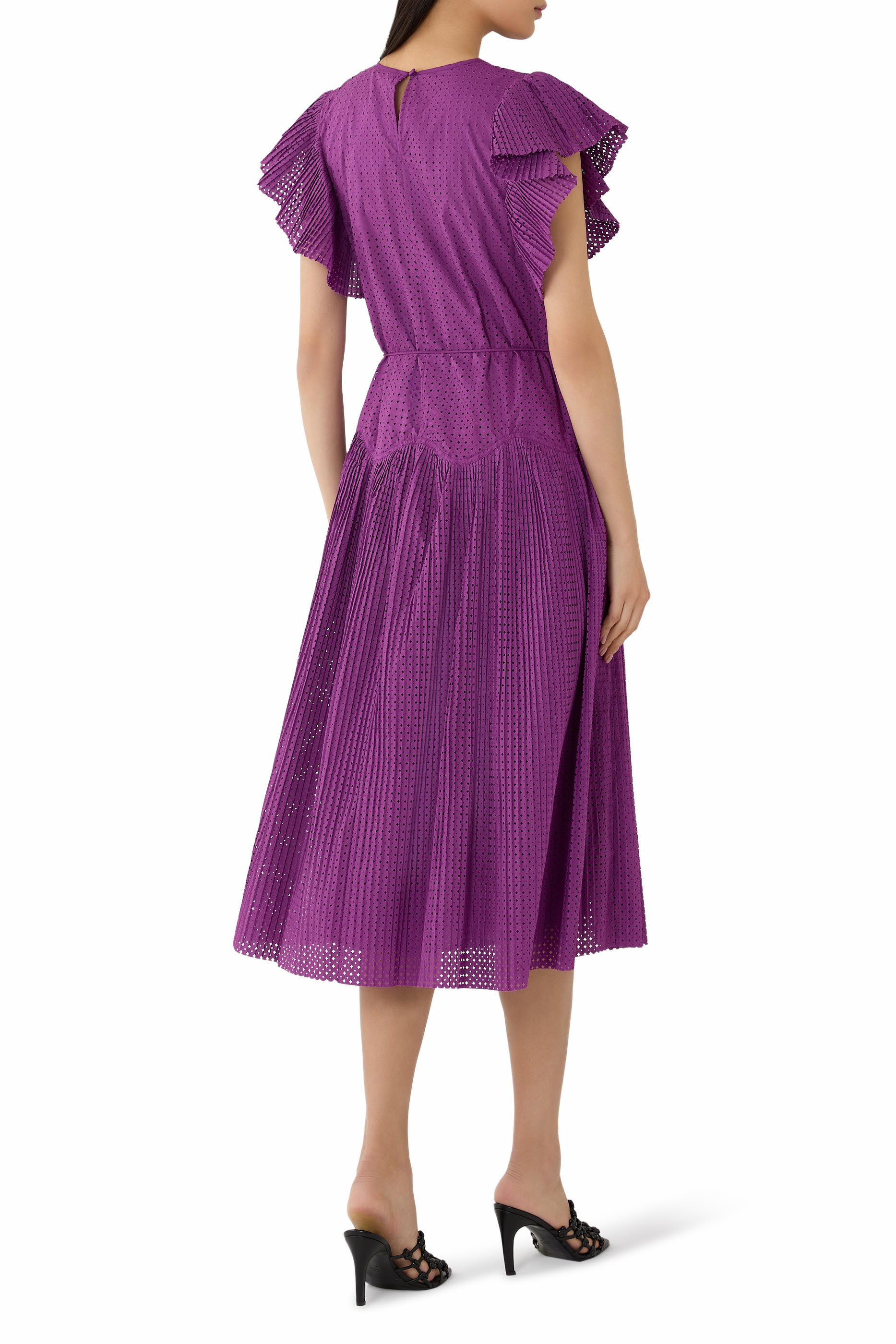 Sylvaine Flutter Sleeve Midi Dress