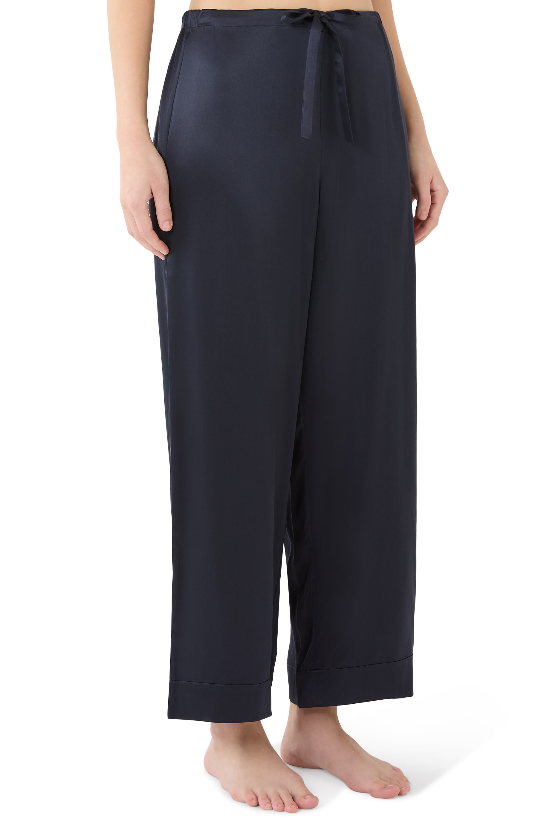  Silk Pocket Drop Shoulder Pajama Set 