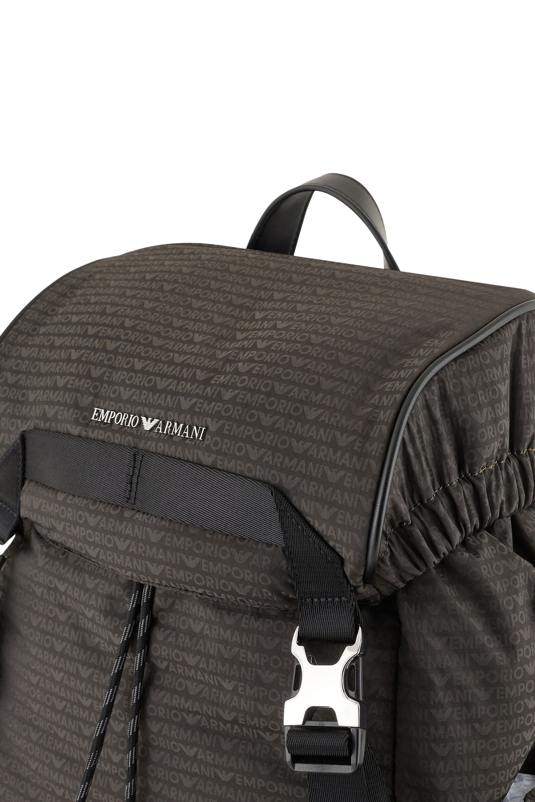 Nylon Backpack with All-Over, Jacquard Logo Lettering