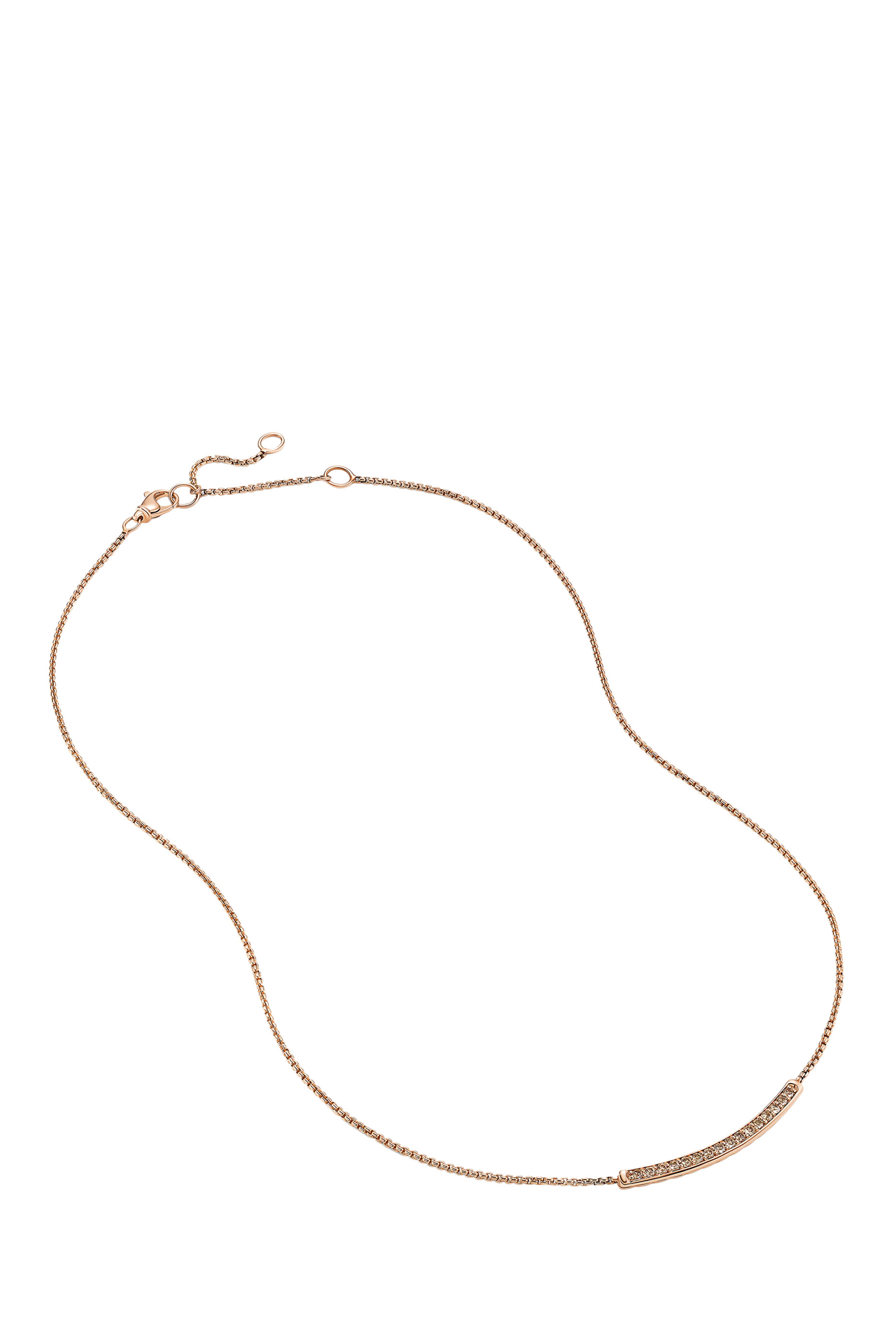 Petite Pave Bar Necklace, 18K Pink Gold & Diamonds