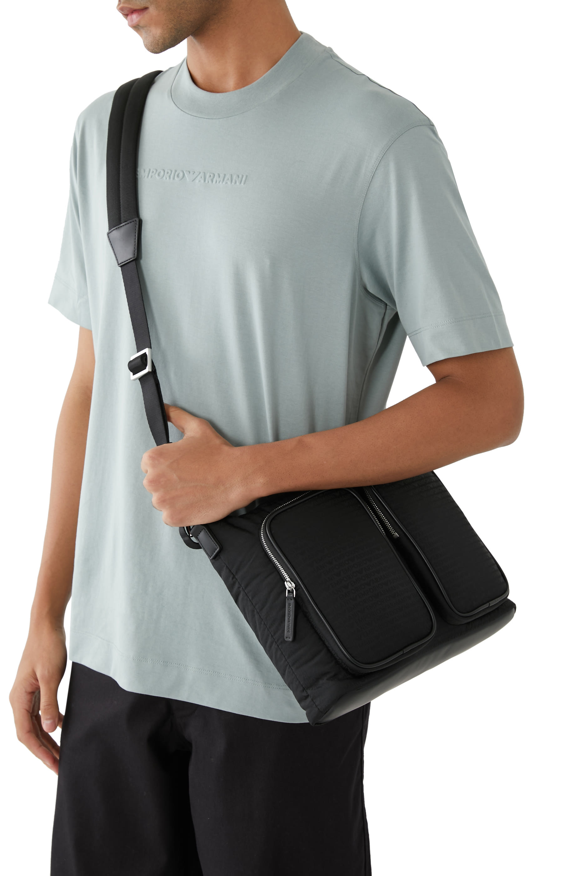 EA Logo Crossbody Jacquard Bag