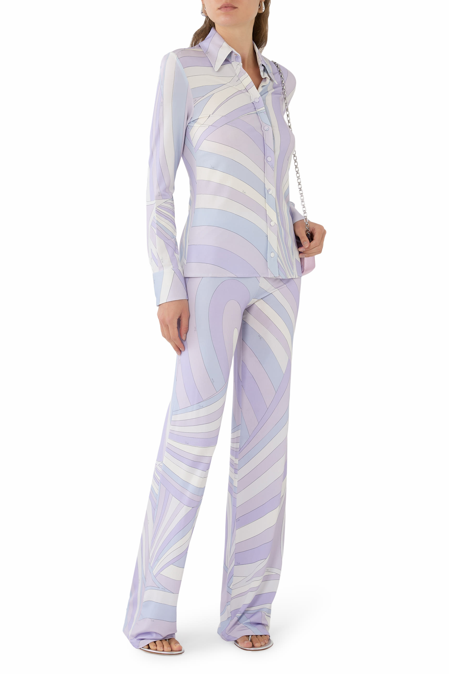 Iride Print Satin Jersey Shirt