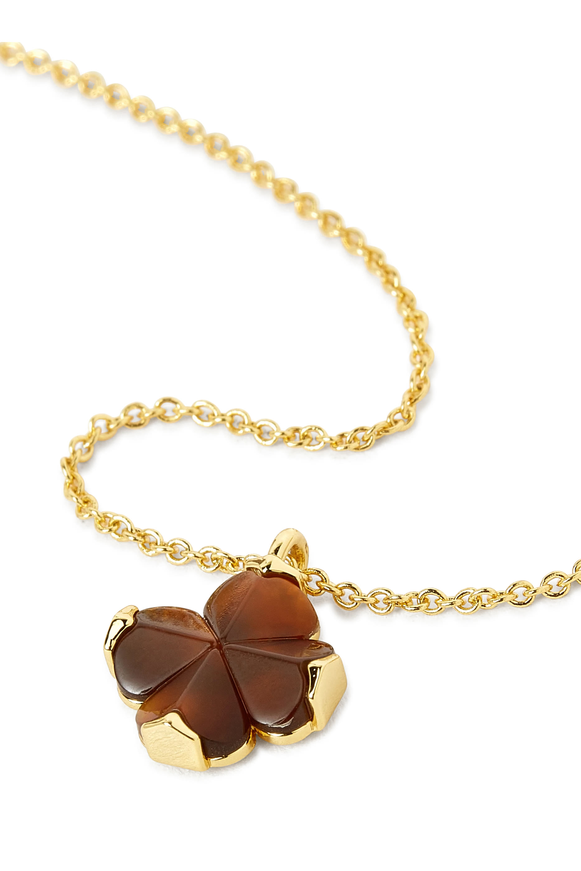 Spade Flower Mini Pendant, Plated Metal & Acetate