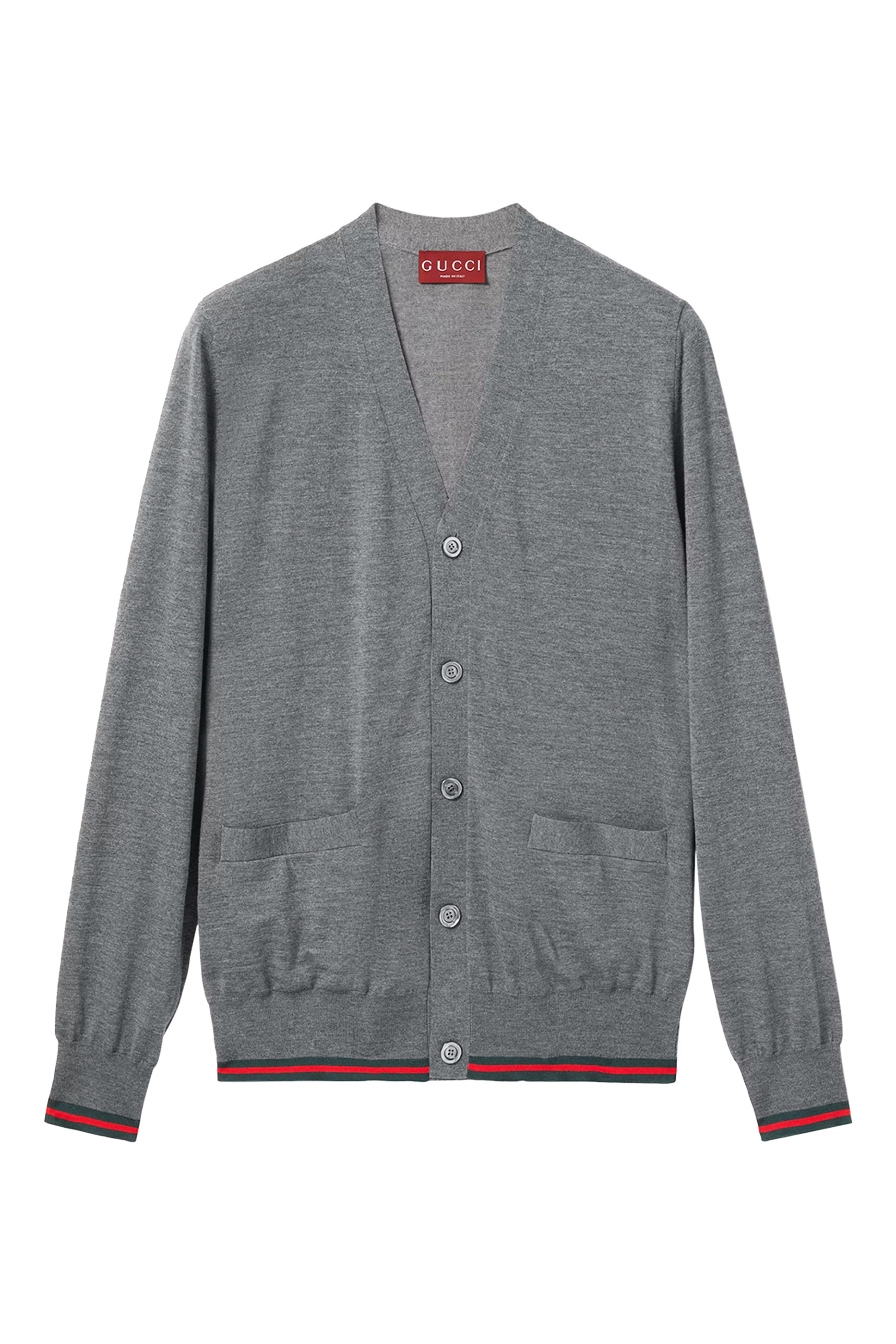 Wool Knit Cardigan with Web