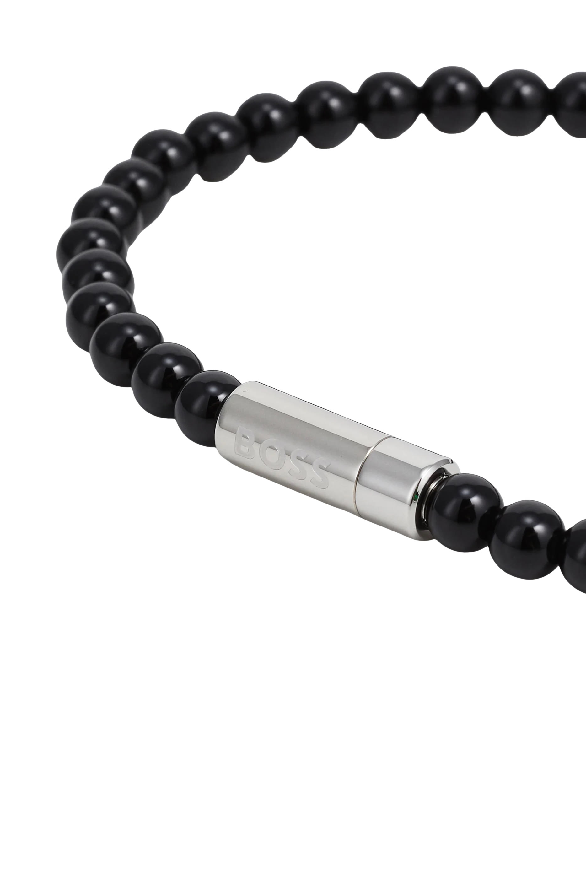  Hematite-Bead Cuff with Logo Closure