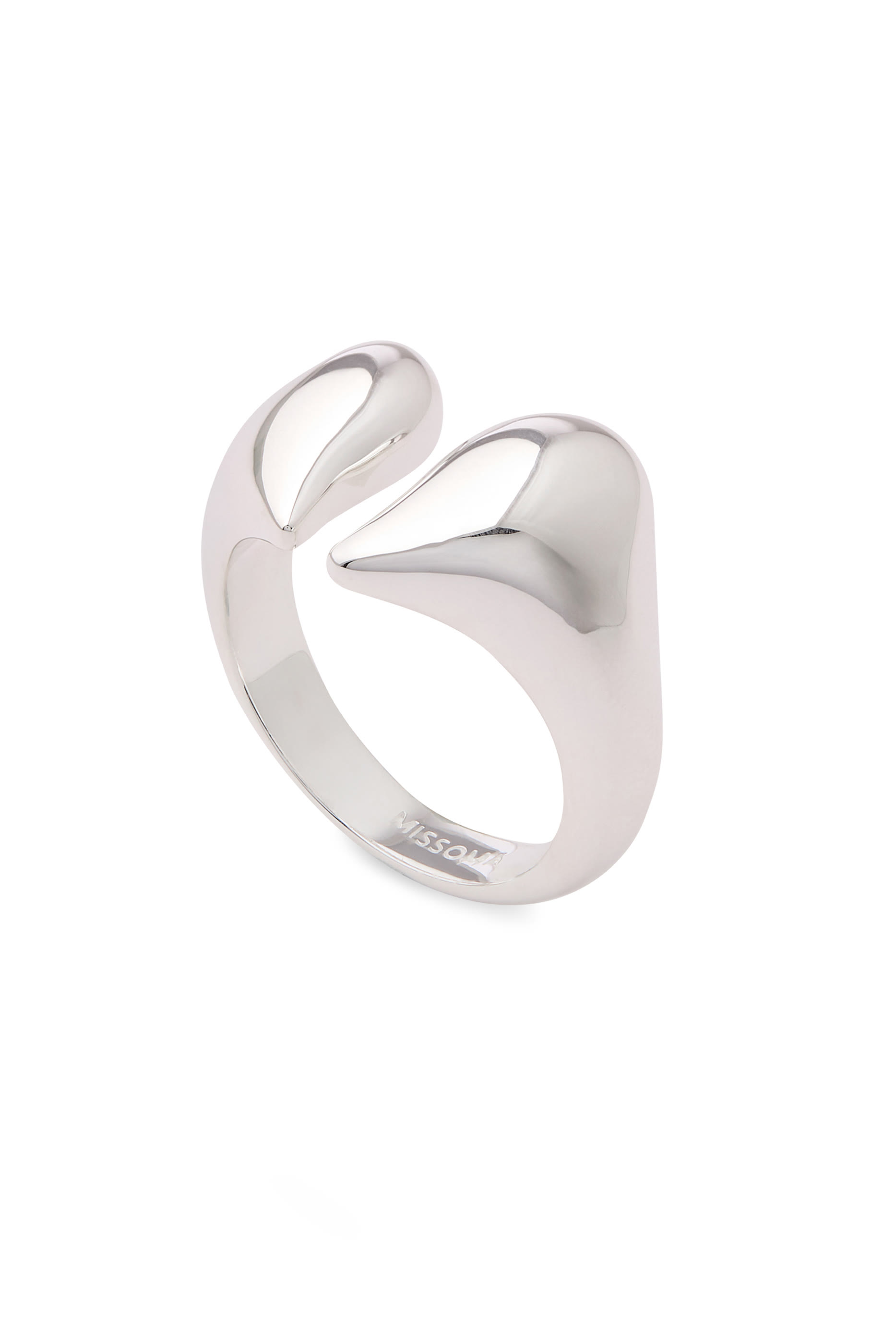  Molten Heart Statement Ring, Recycled Sterling Silver Plating on Brass