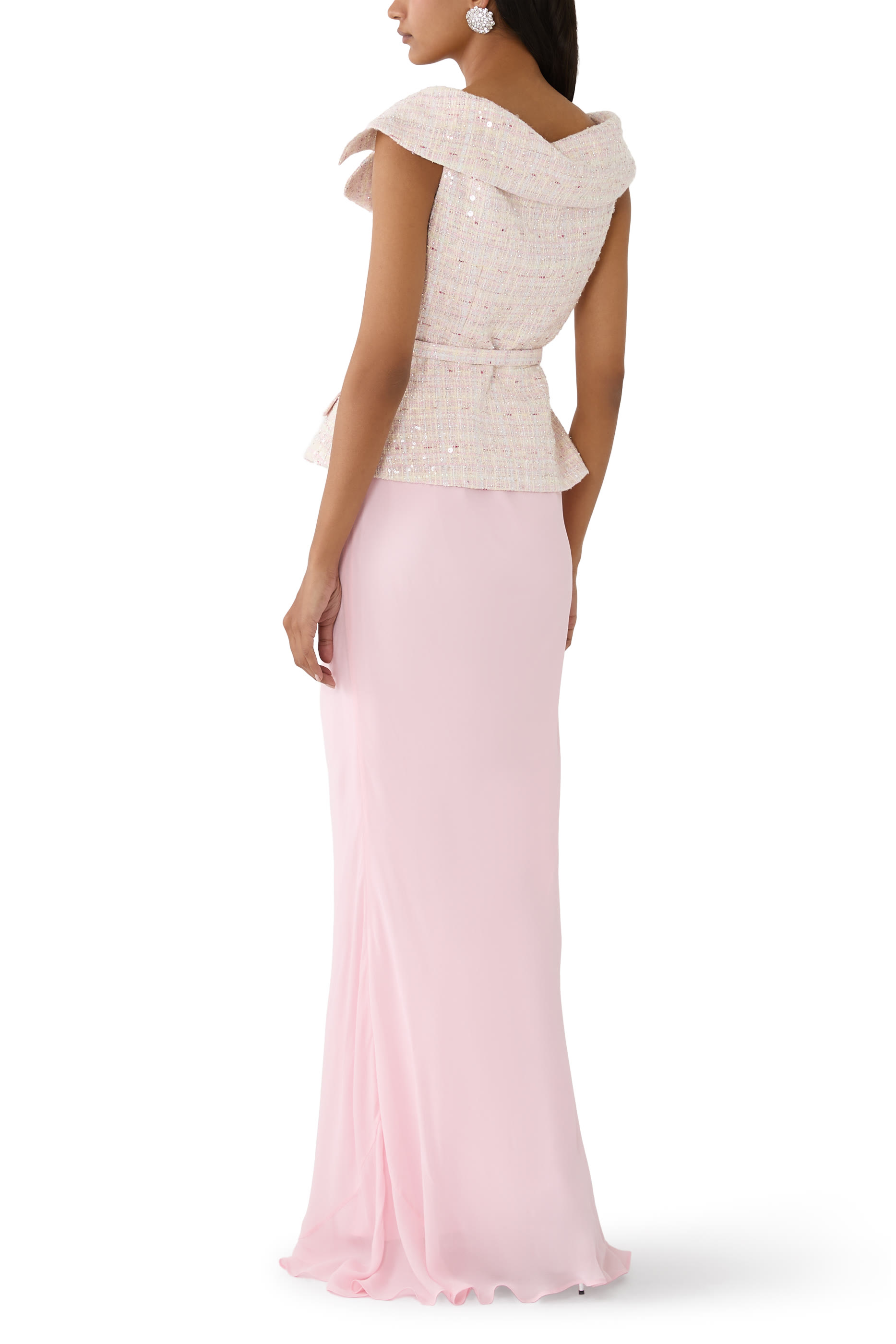 Sequin Boucl&eacute; Maxi Dress