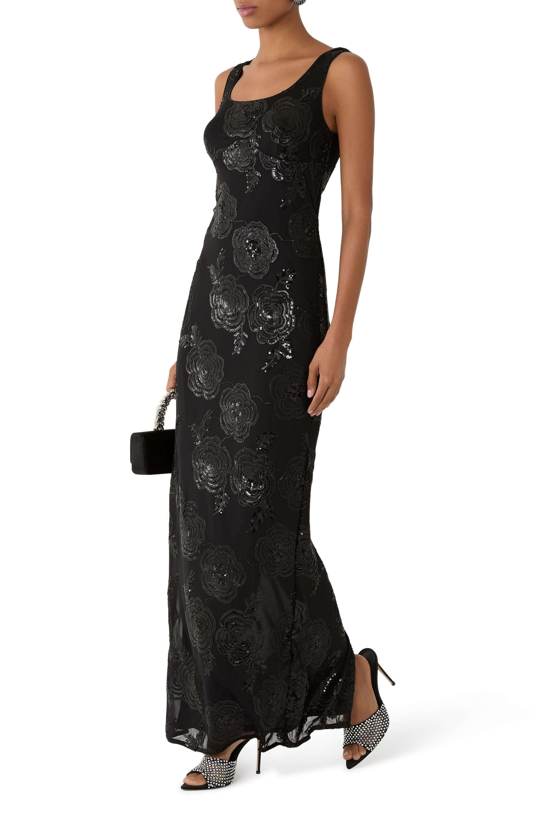  Sequins Fitted Maxi Dress