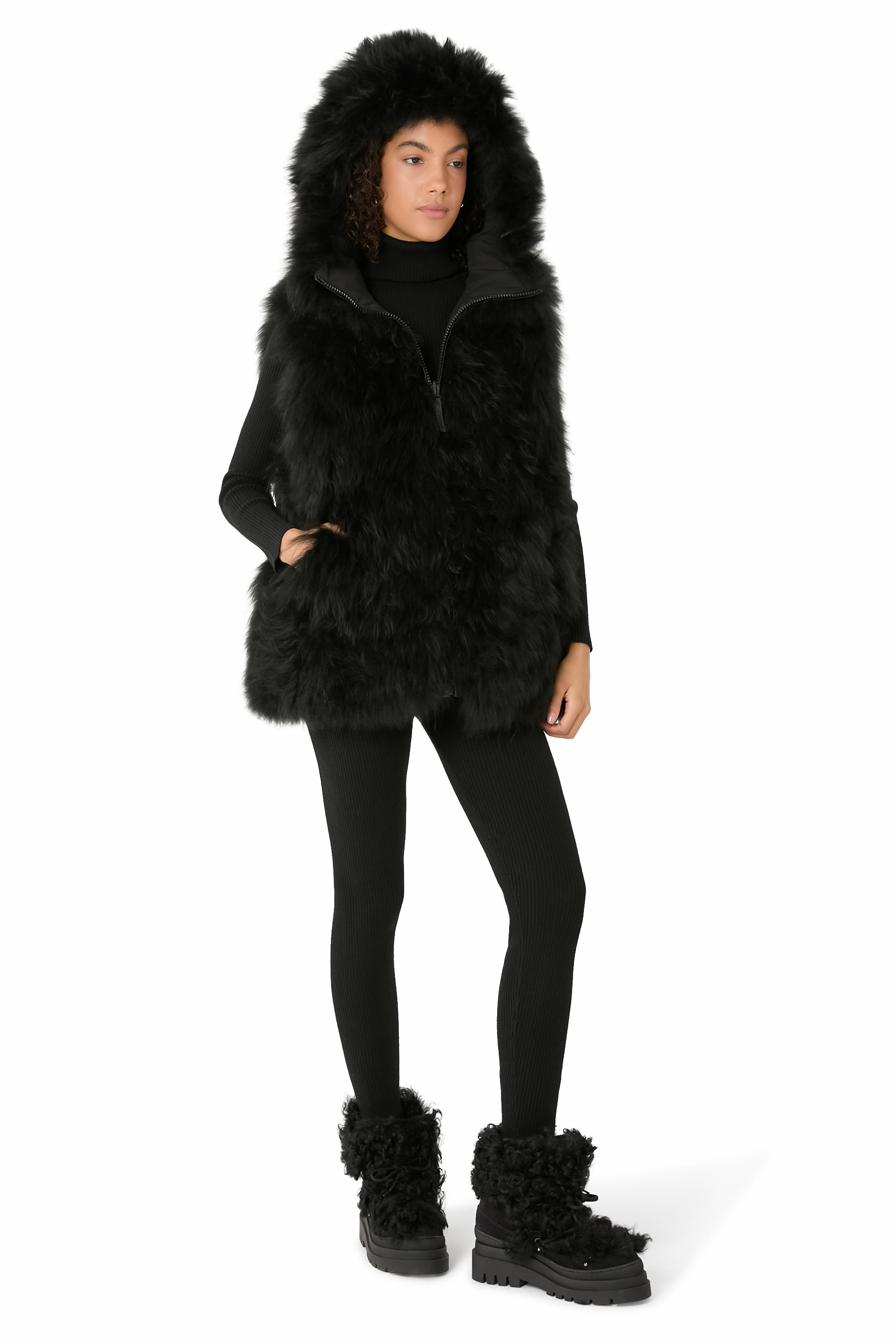  Reversible Long-Haired Lambskin Gilet