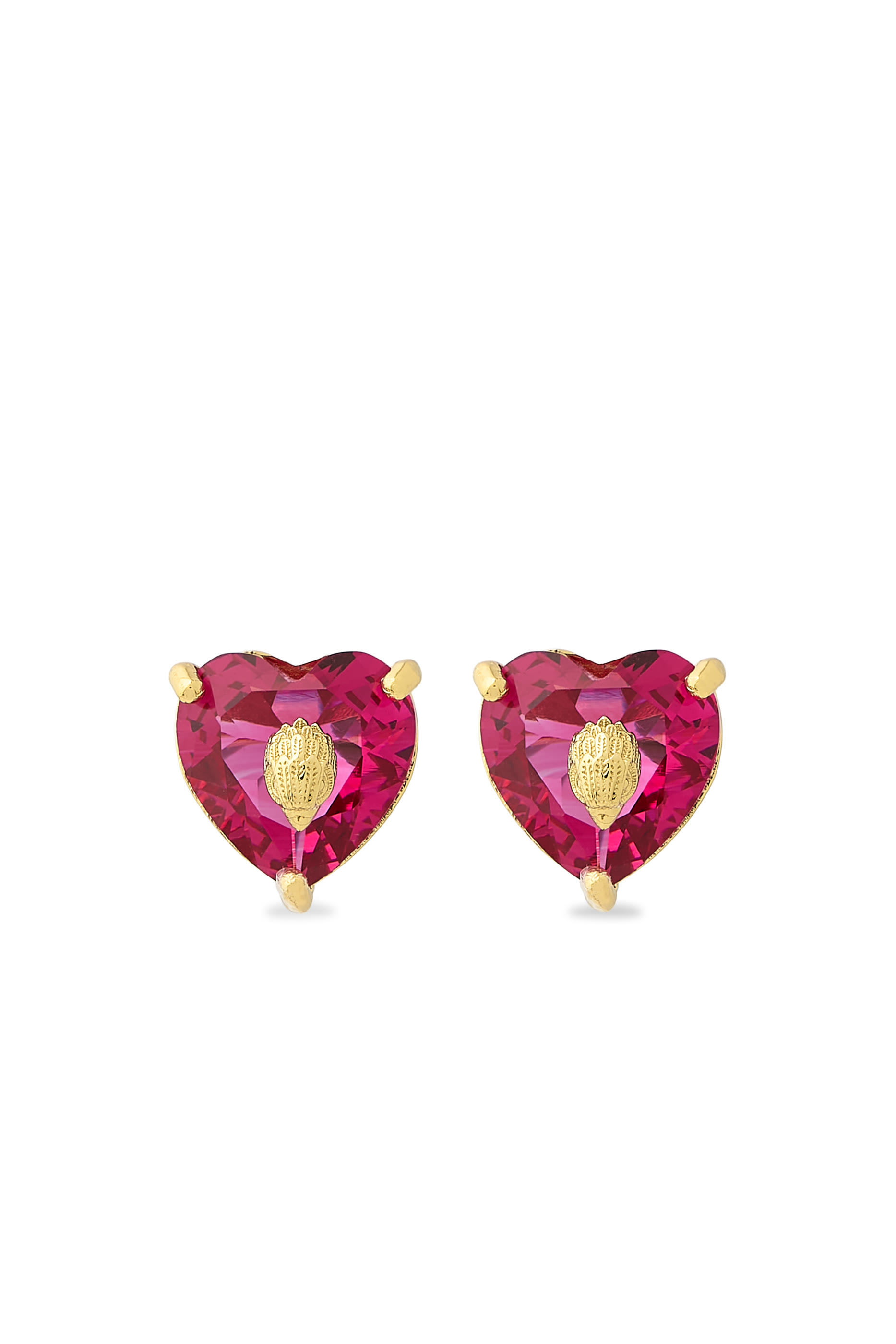 Crystal Heart Stud Earrings, Brass