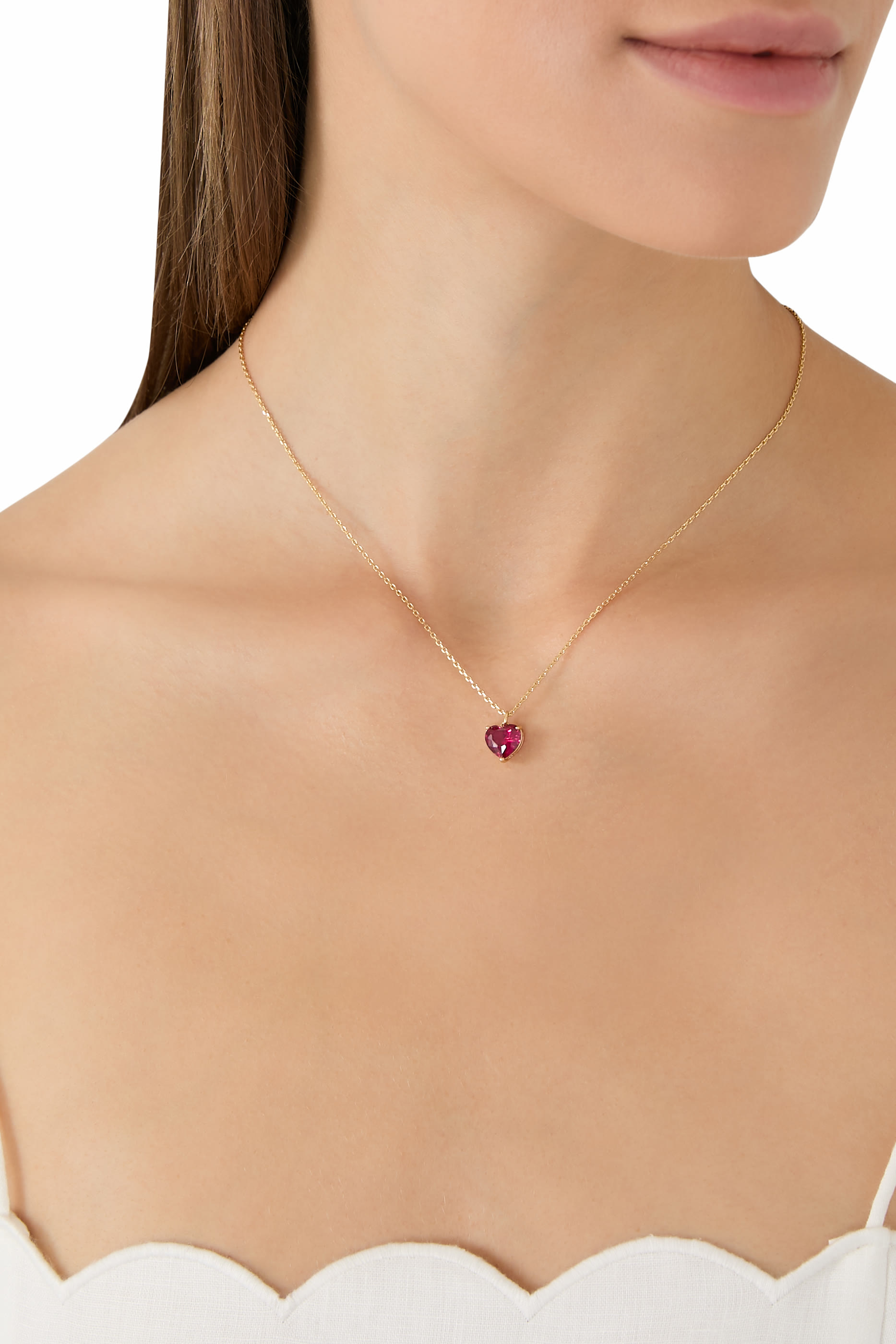 My Love July Heart Pendant, Plated Metal & Cubic Zirconia