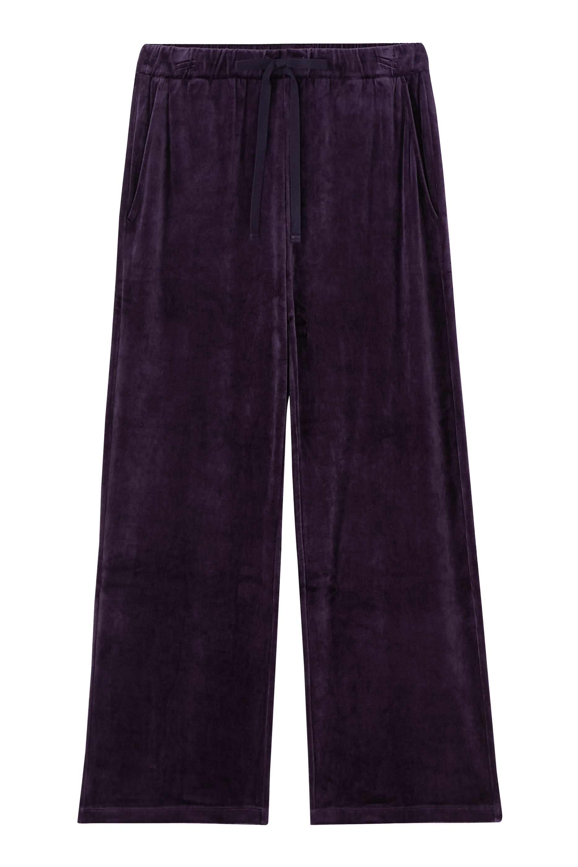 Cozy Velour Knit Wide-Leg Pants