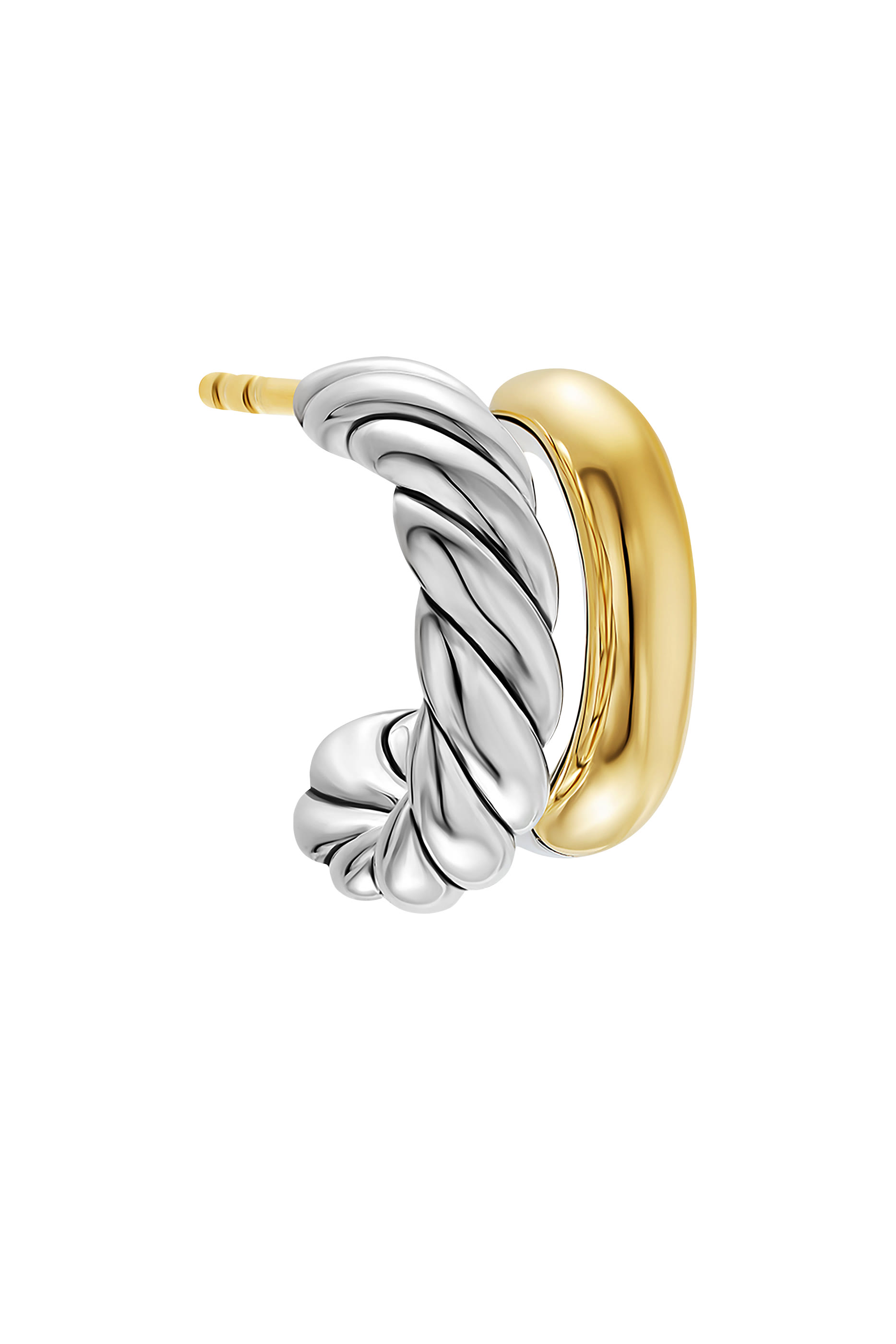 DY Mercer&reg; Double Hoop Huggie Earrings, Sterling Silver & 18K Yellow Gold