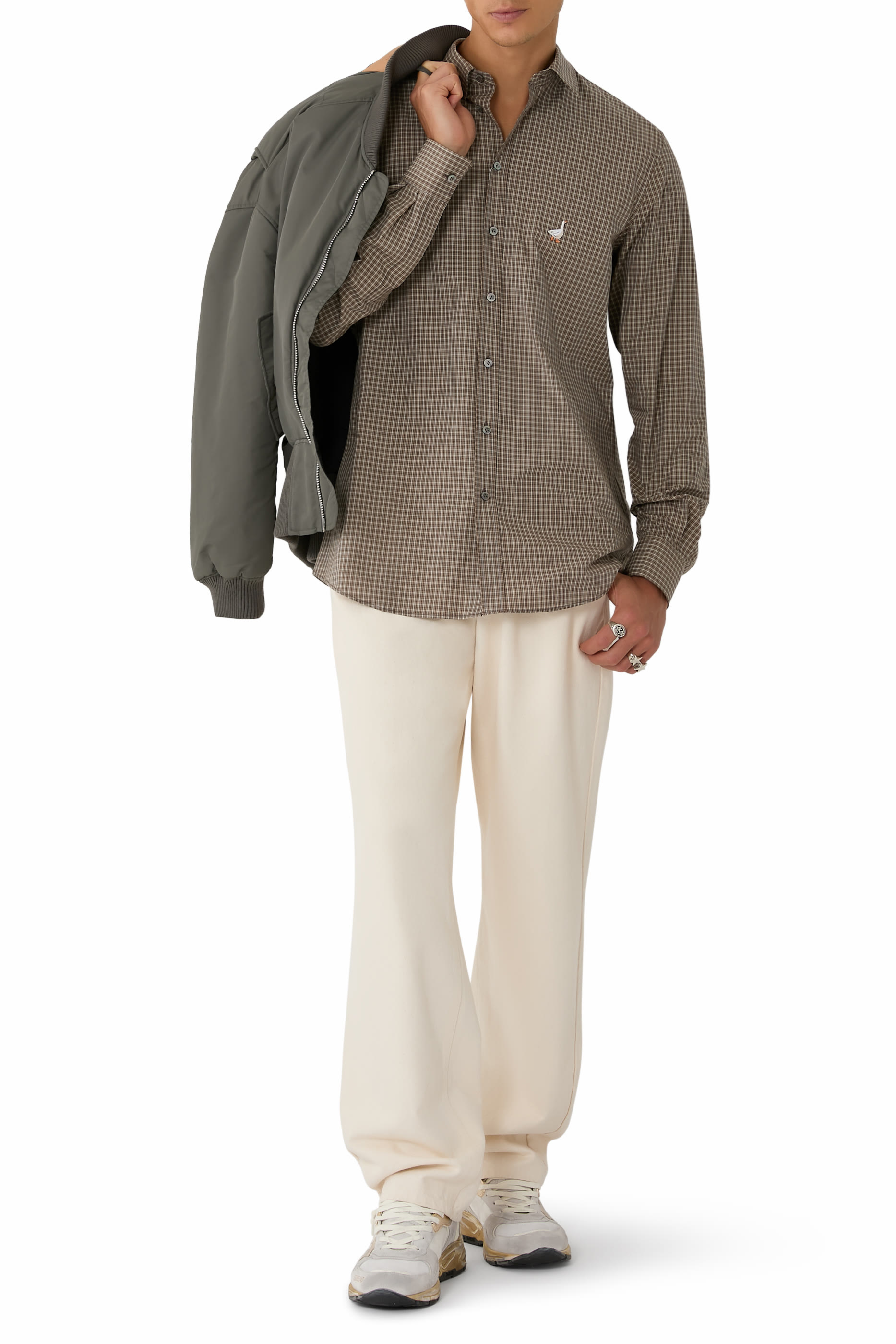 Goose Embroidery Poplin Shirt