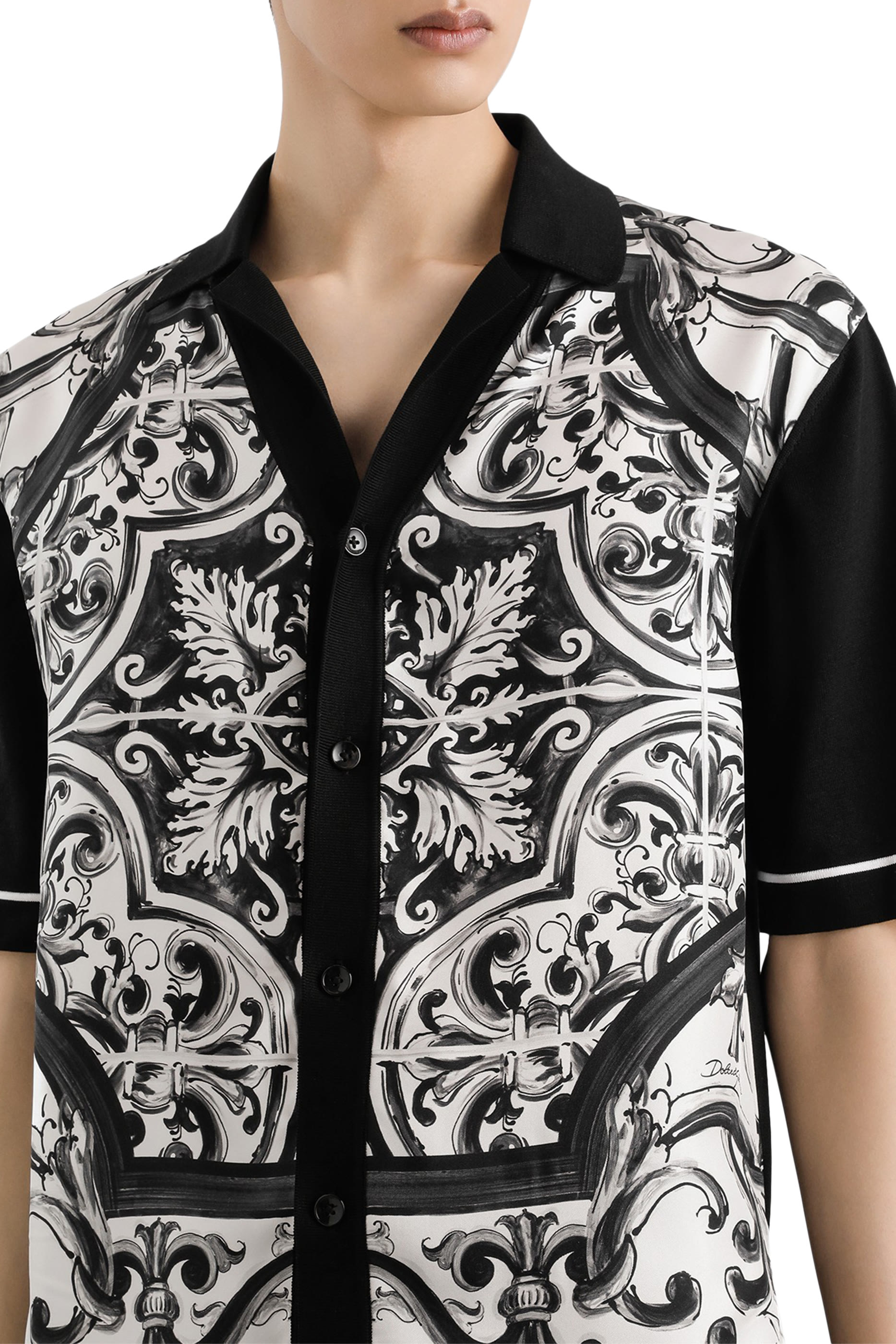 Majolica-Print Oversized Shirt