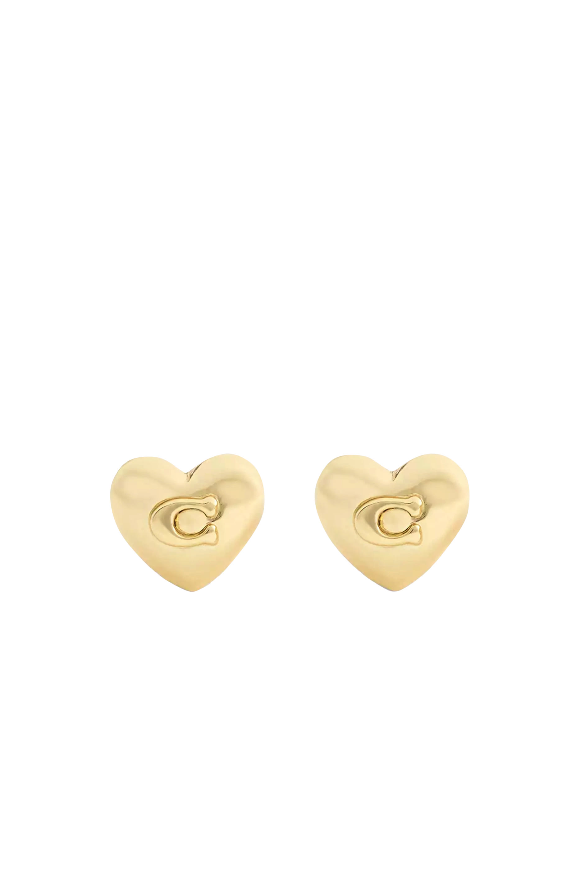 Heart Stud Earrings, Gold-Plated Brass