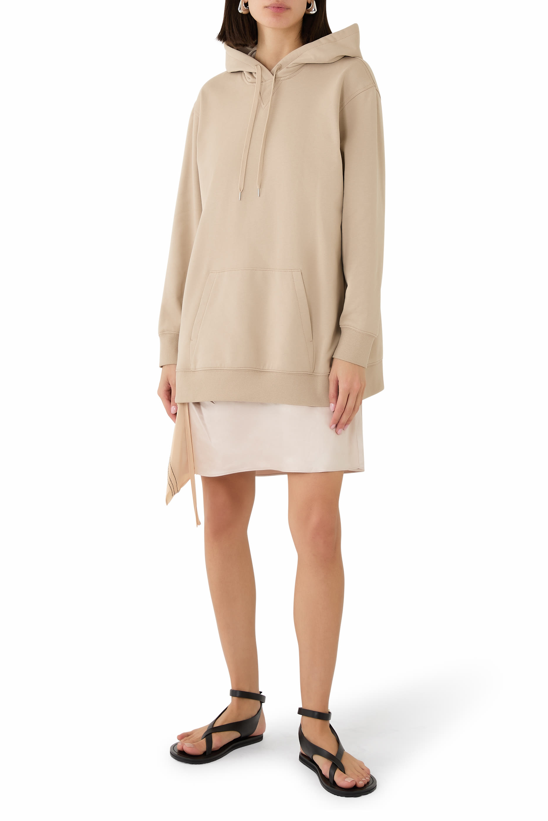 Hoodie Combo Dress with Satin Skirt