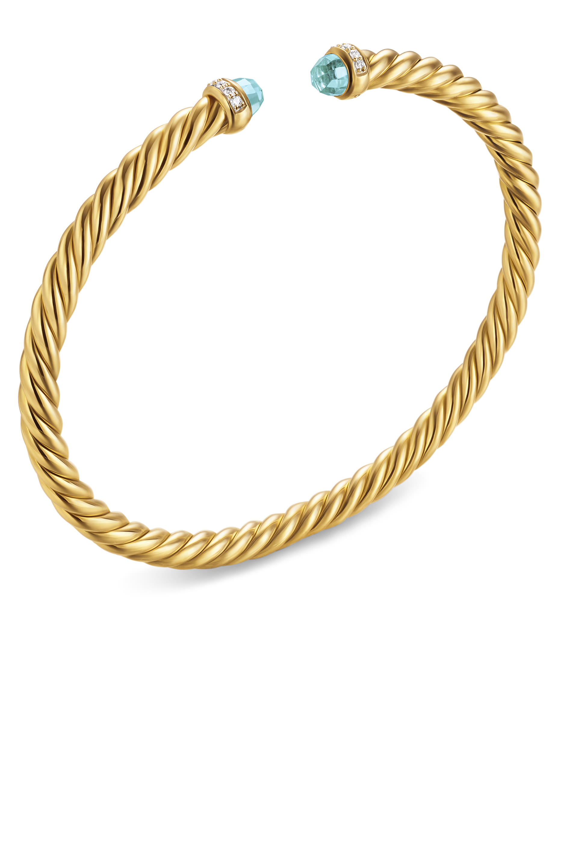 Cablespira&reg; Flex Bracelet, 18k Yellow Gold with Aquamarine & Diamonds