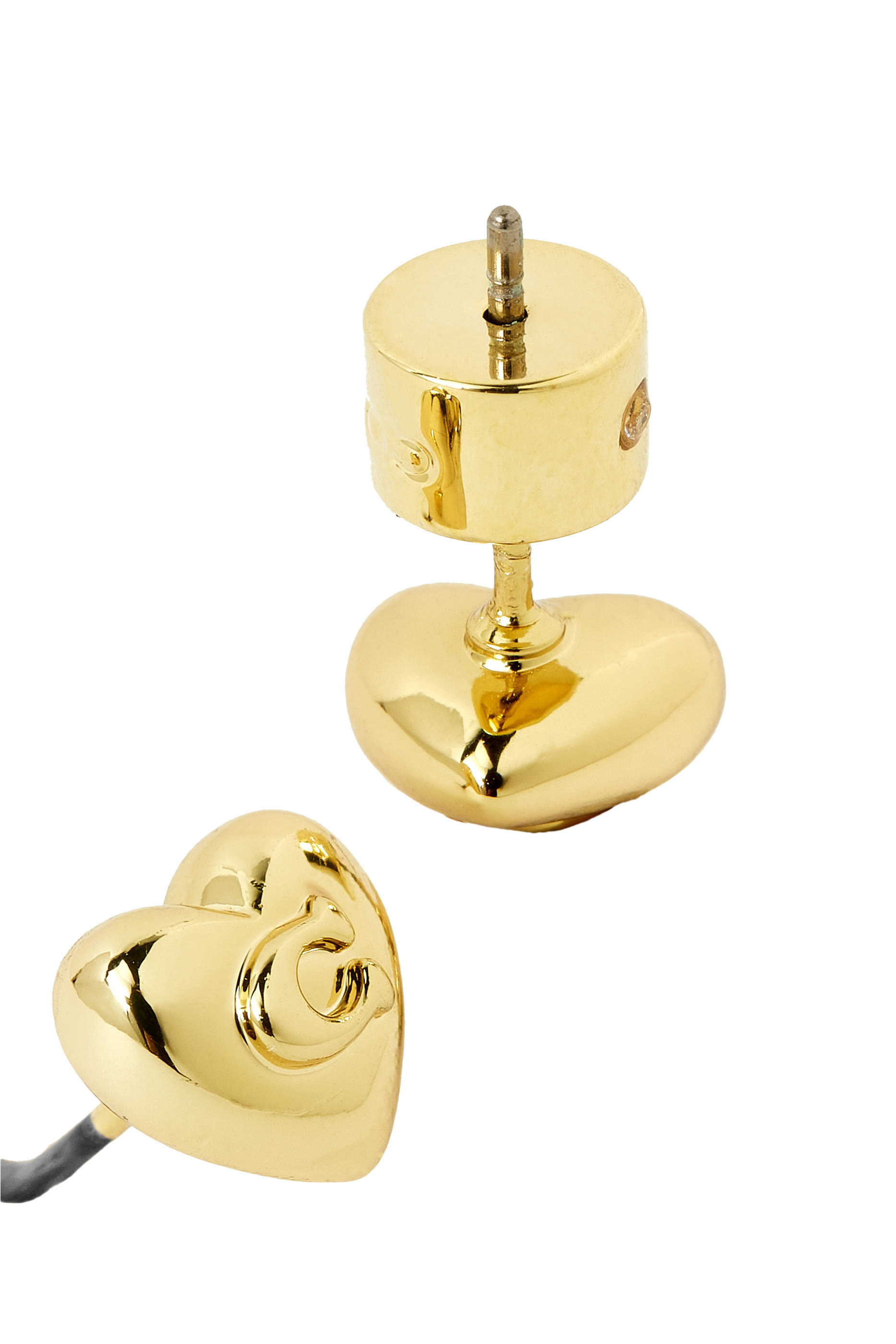 Heart Stud Earrings, Gold-Plated Brass