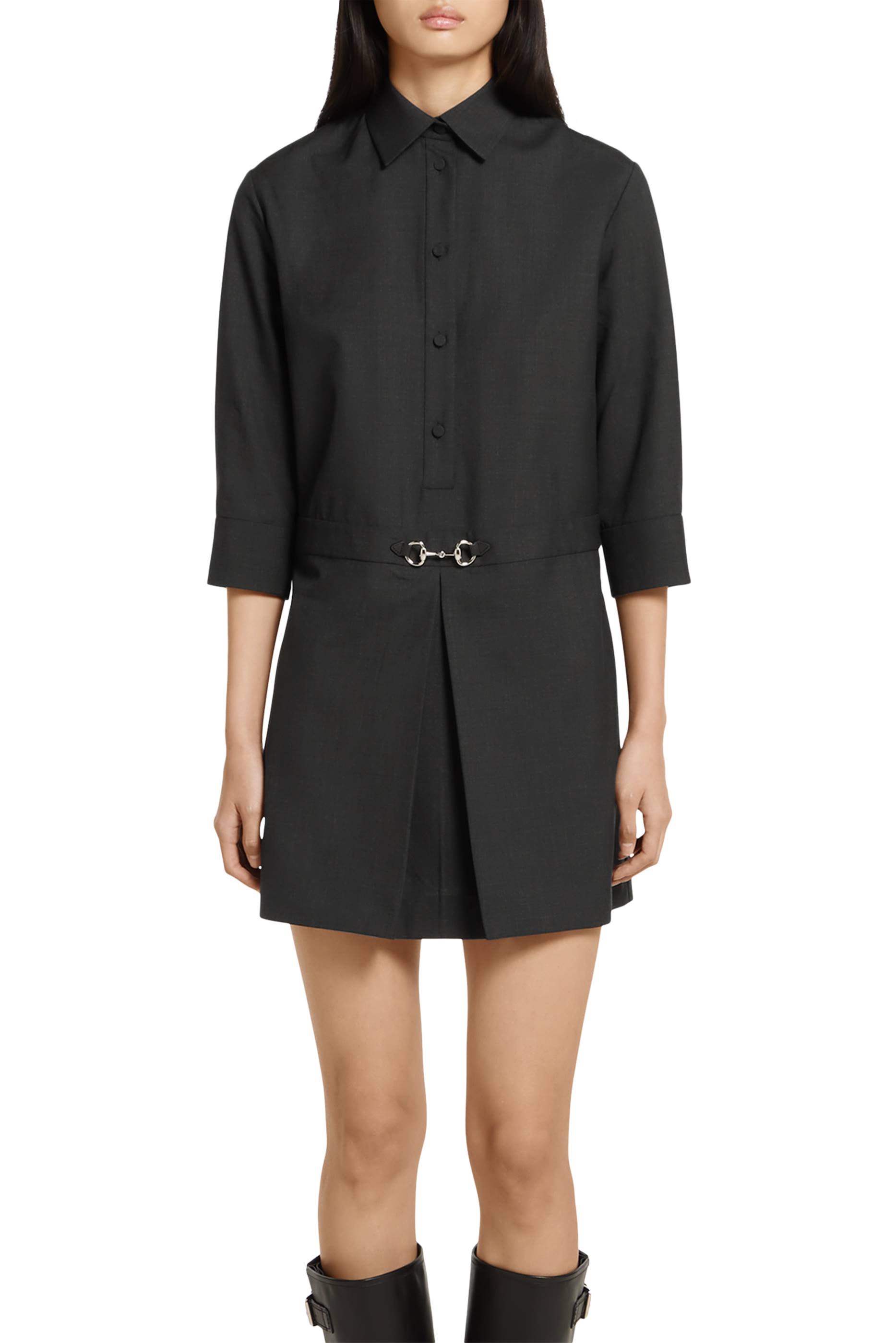 Wool Dress with Horsebit